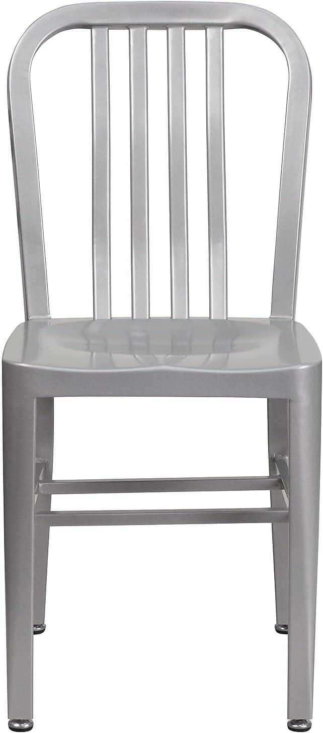 imageFlash Furniture Gael Commercial Grade 2 Pack Yellow Metal IndoorOutdoor ChairSilver