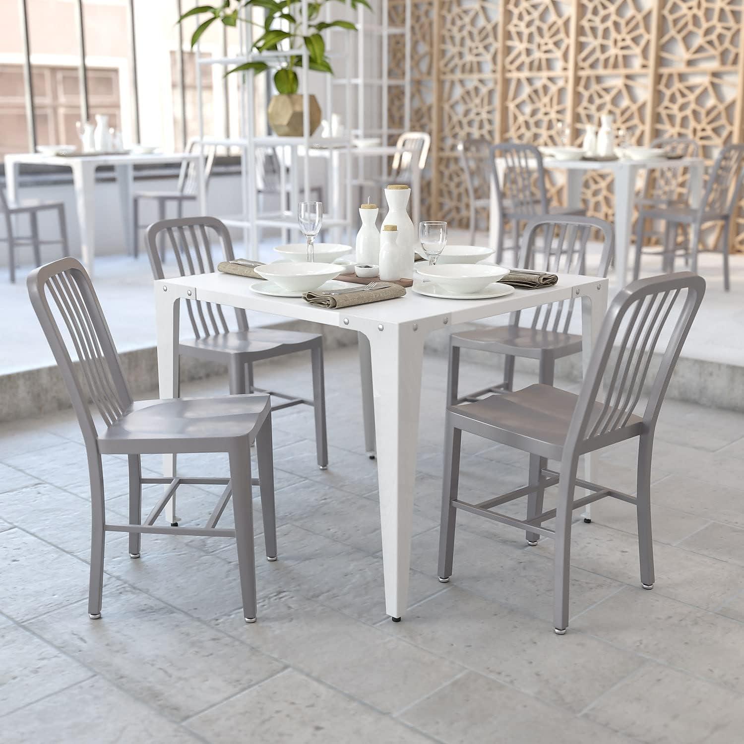 imageFlash Furniture Gael Commercial Grade 2 Pack Yellow Metal IndoorOutdoor ChairSilver