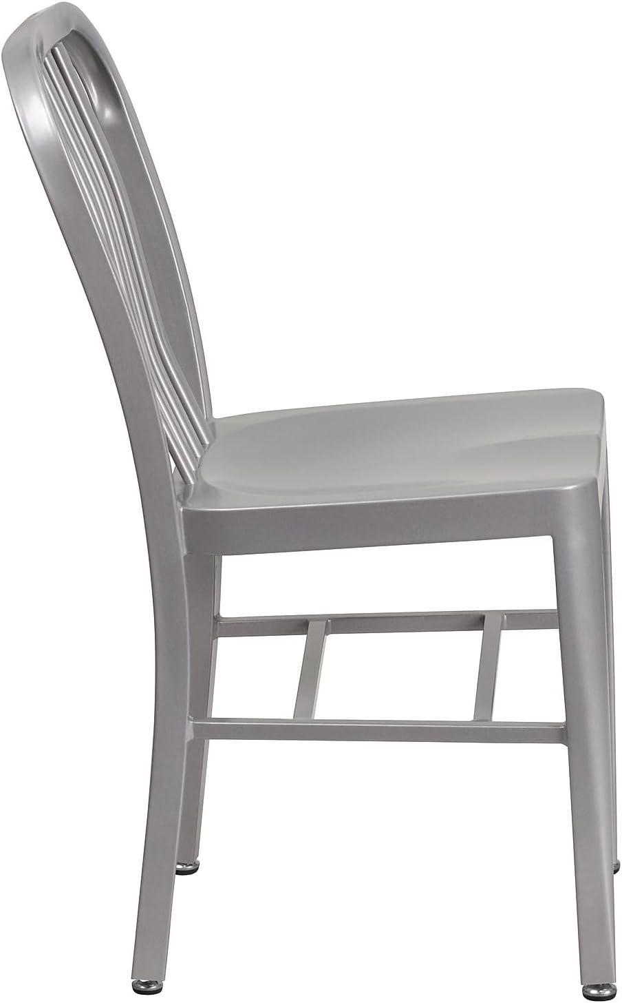 imageFlash Furniture Gael Commercial Grade 2 Pack Yellow Metal IndoorOutdoor ChairSilver