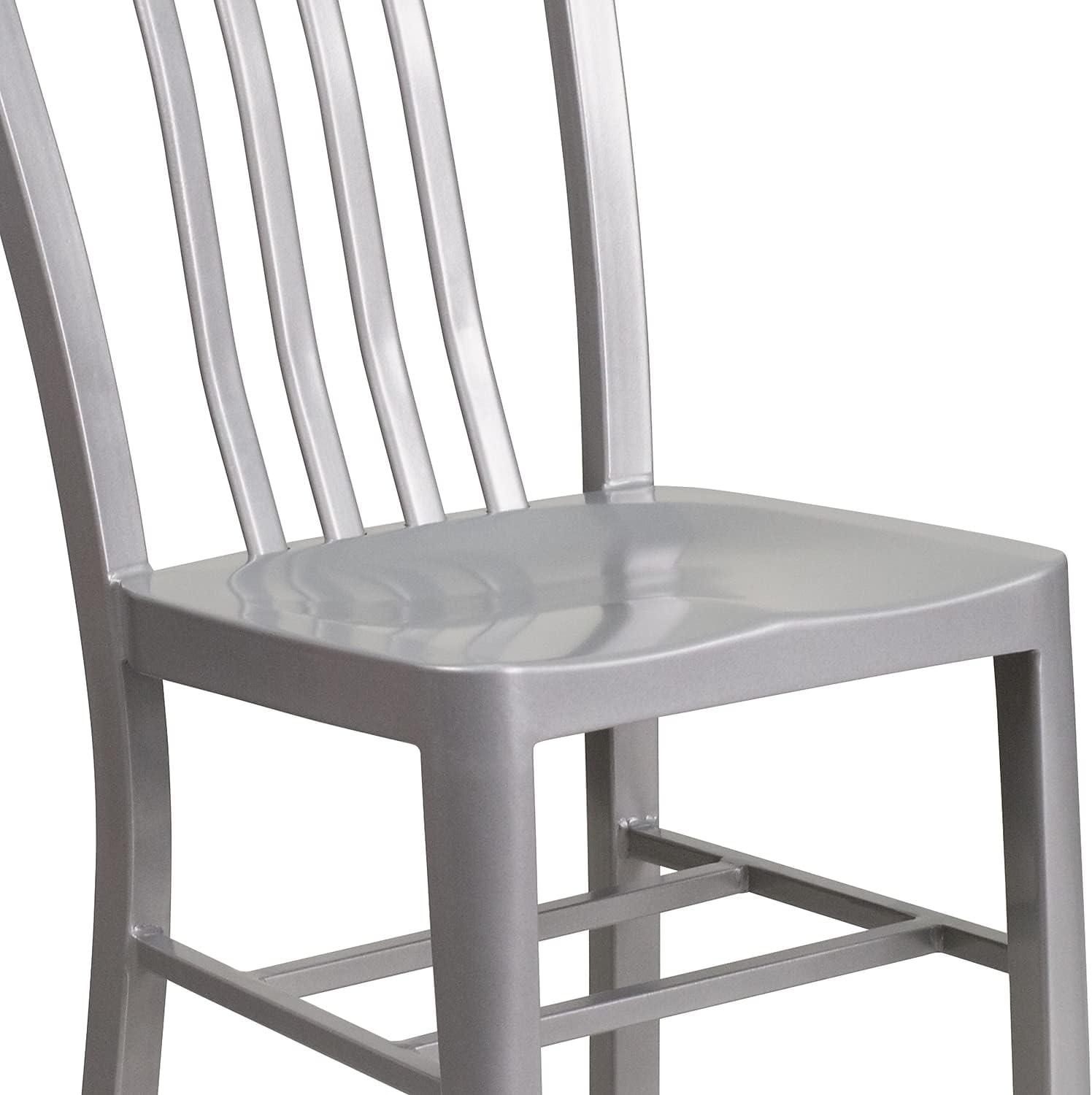 imageFlash Furniture Gael Commercial Grade 2 Pack Yellow Metal IndoorOutdoor ChairSilver