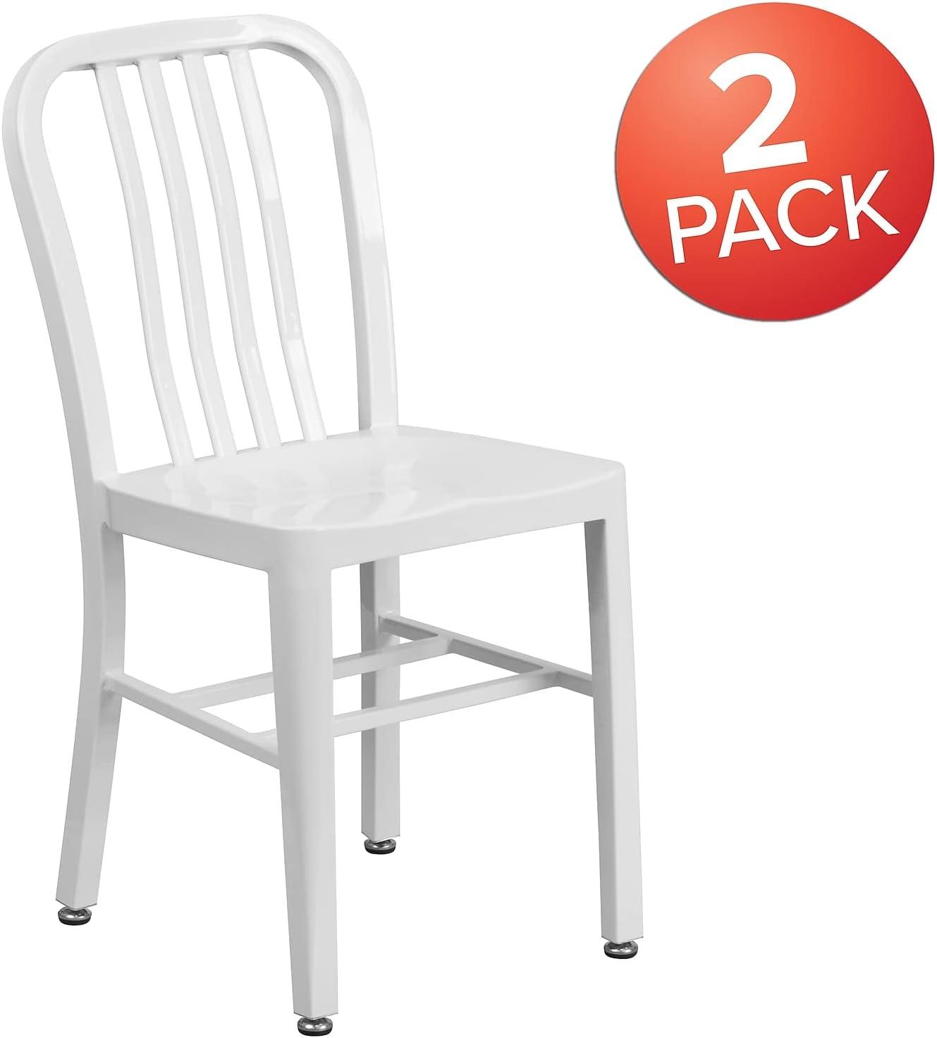 imageFlash Furniture Gael Commercial Grade 2 Pack Yellow Metal IndoorOutdoor ChairWhite