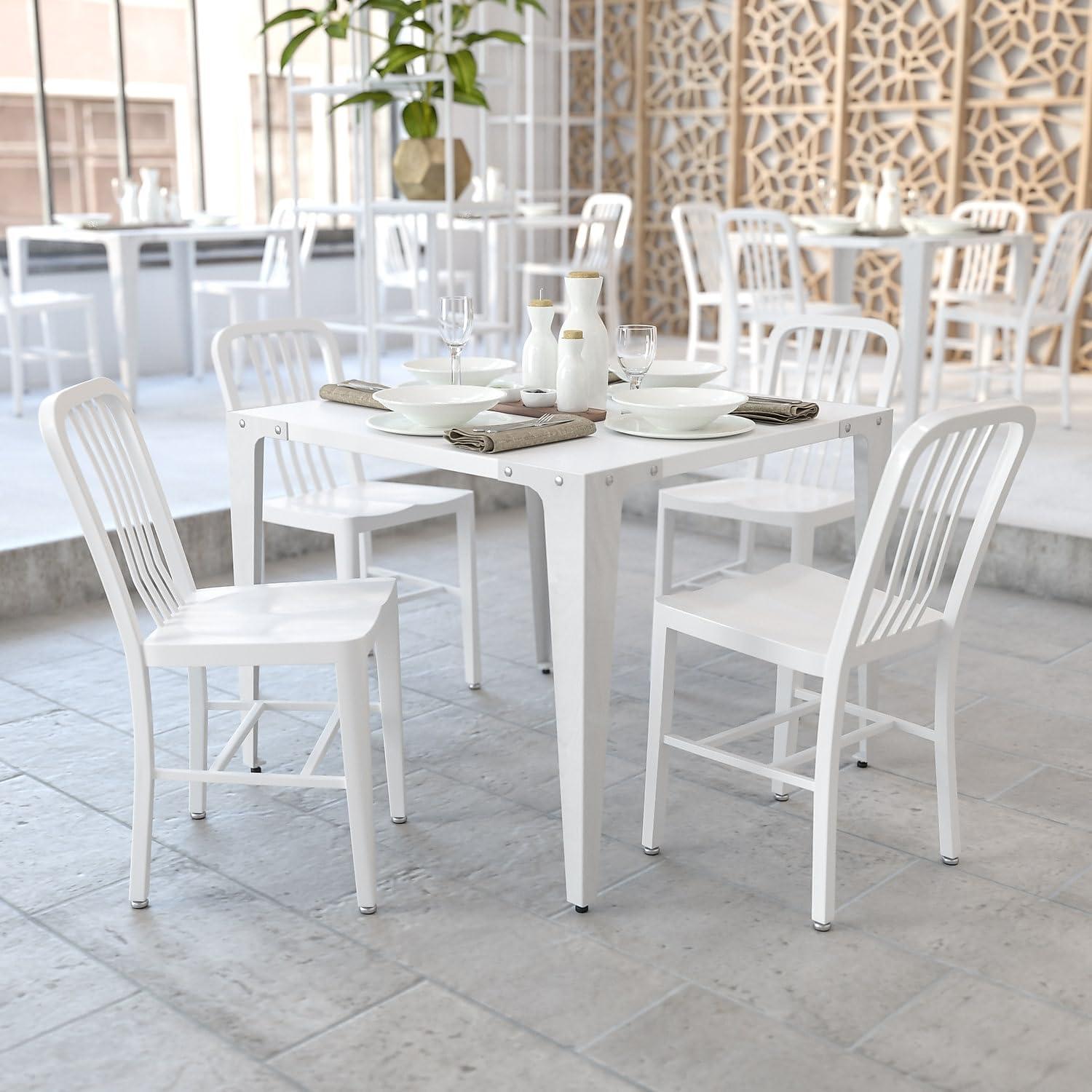 imageFlash Furniture Gael Commercial Grade 2 Pack Yellow Metal IndoorOutdoor ChairWhite