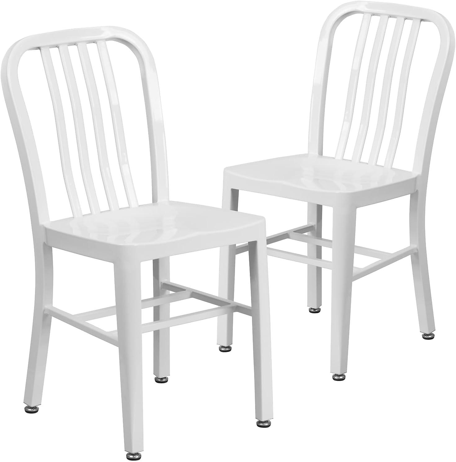 imageFlash Furniture Gael Commercial Grade 2 Pack Yellow Metal IndoorOutdoor ChairWhite