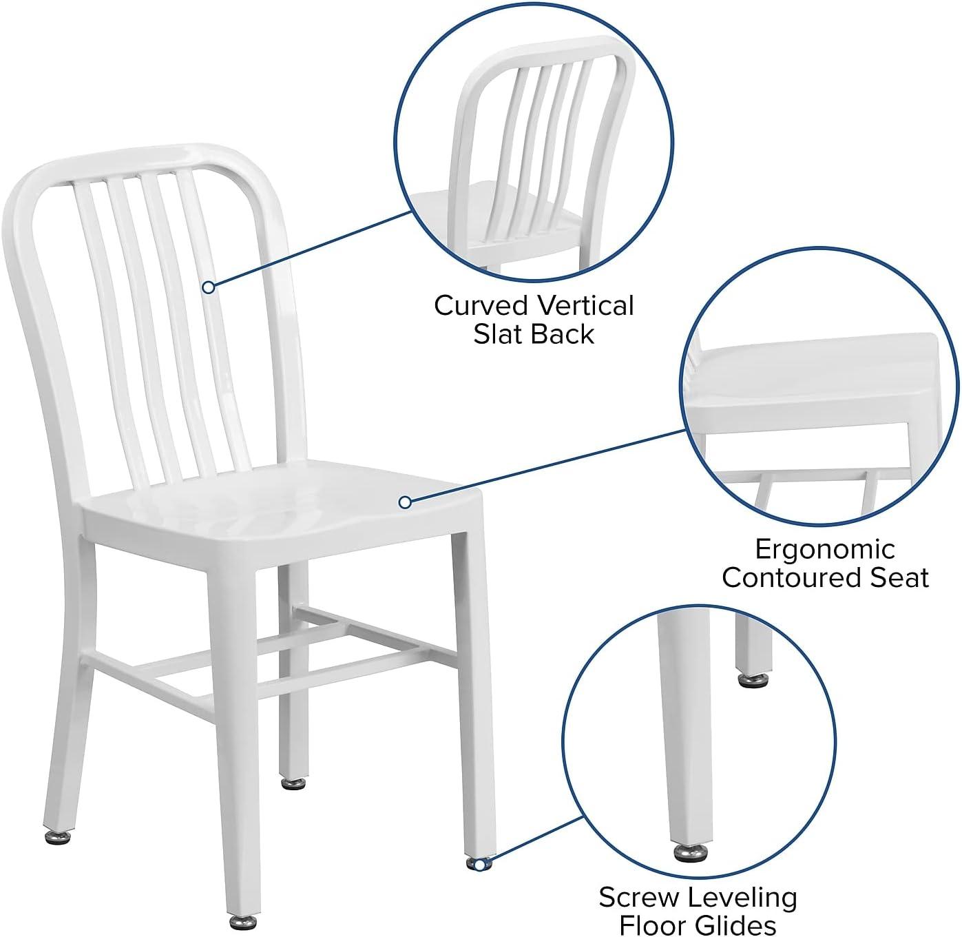 imageFlash Furniture Gael Commercial Grade 2 Pack Yellow Metal IndoorOutdoor ChairWhite