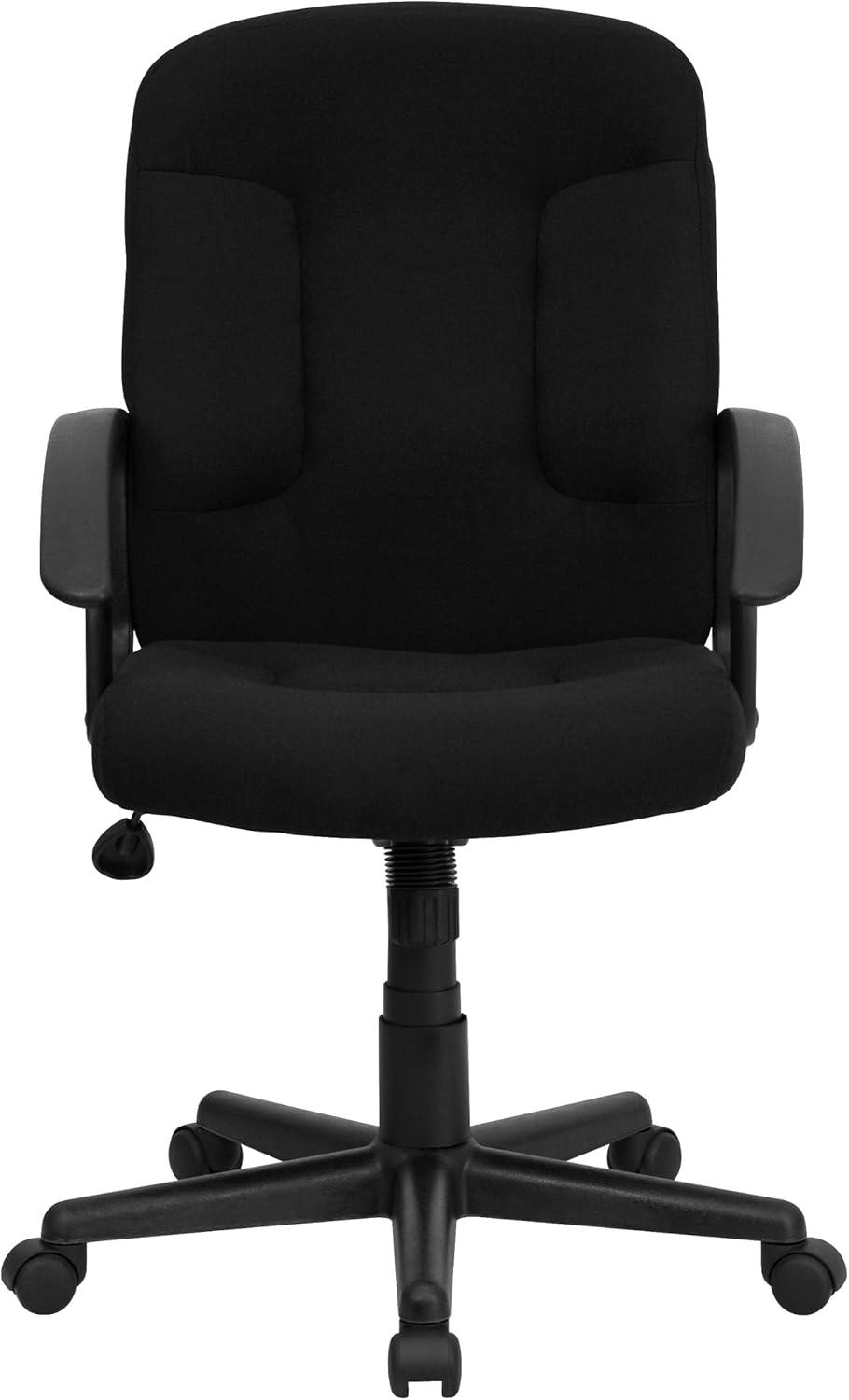 imageFlash Furniture Garver MidBack Black Fabric Executive Swivel Office Chair with Nylon Arms