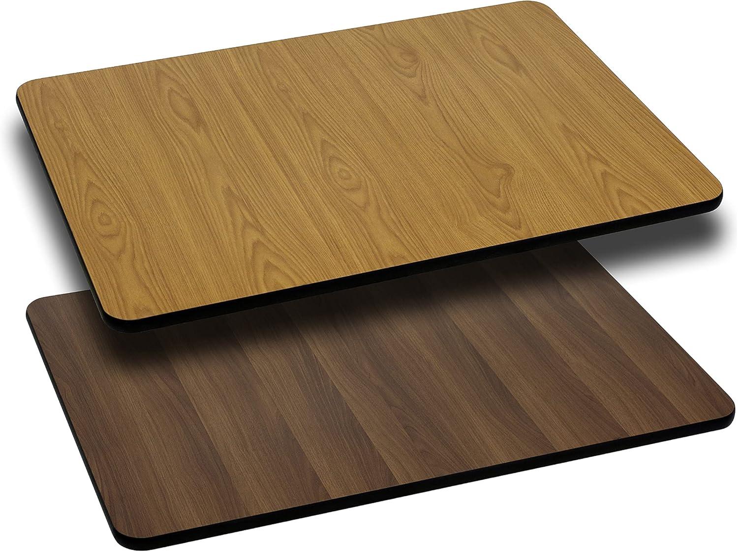 imageFlash Furniture Glenbrook 30 x 60 Rectangular Table Top with Black or Mahogany Reversible Laminate Top Pack of 1NaturalWalnut