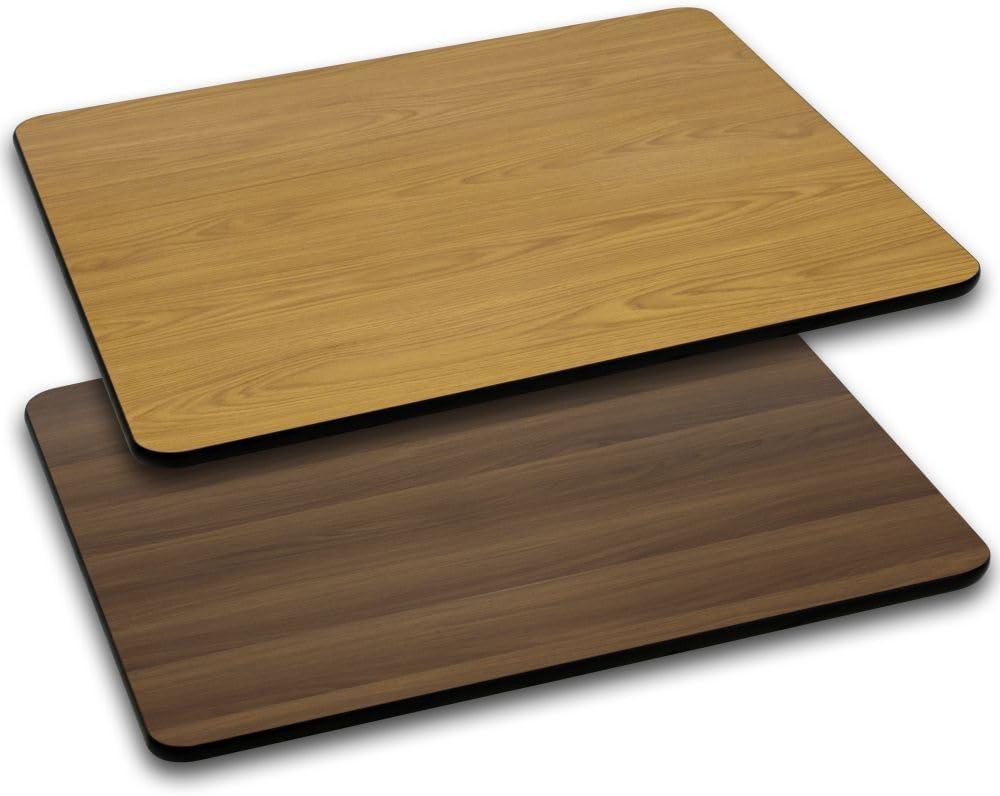 imageFlash Furniture Glenbrook 30 x 60 Rectangular Table Top with Black or Mahogany Reversible Laminate Top Pack of 1NaturalWalnut