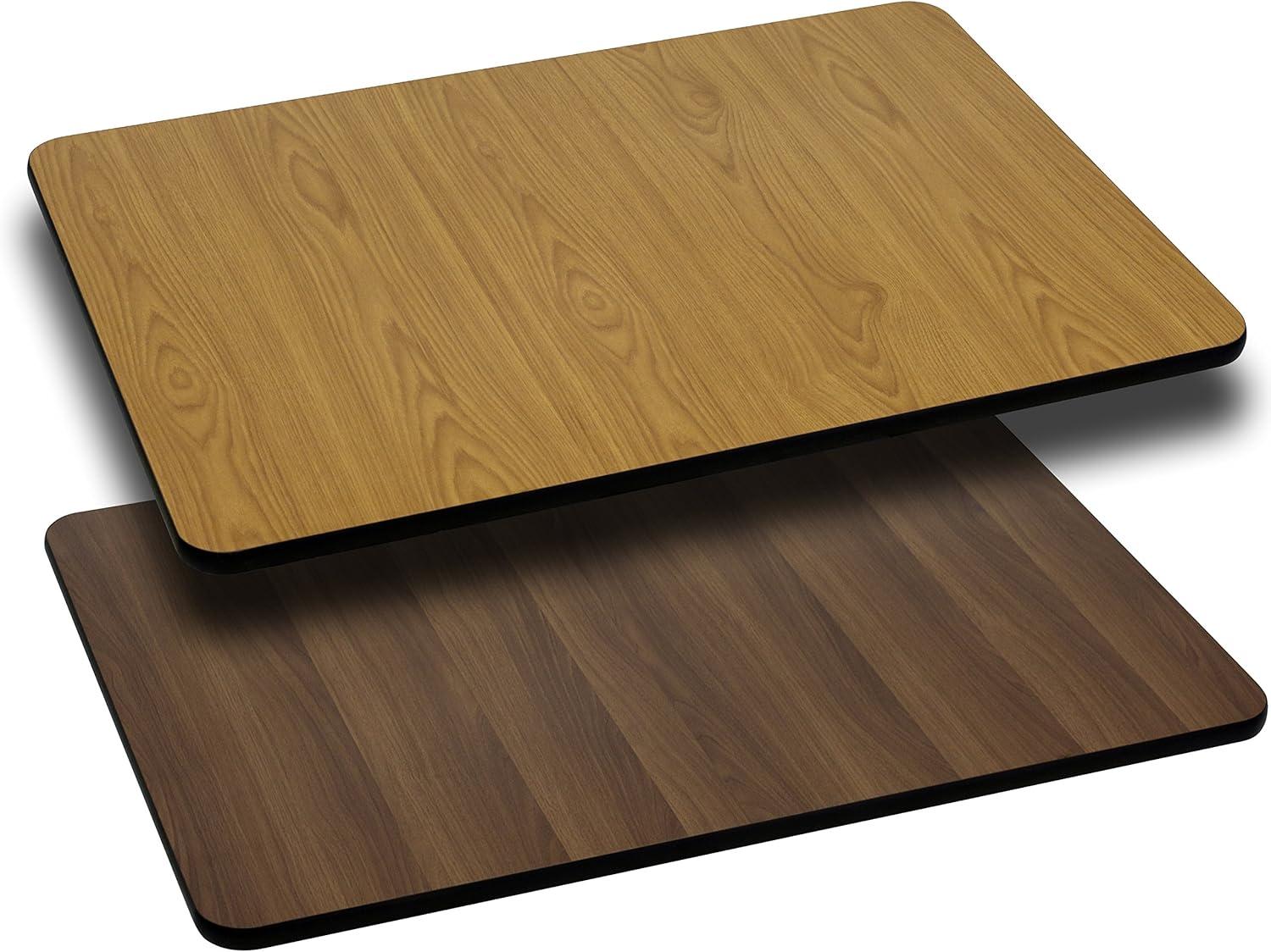 imageFlash Furniture Glenbrook 30 x 60 Rectangular Table Top with Black or Mahogany Reversible Laminate Top Pack of 1NaturalWalnut