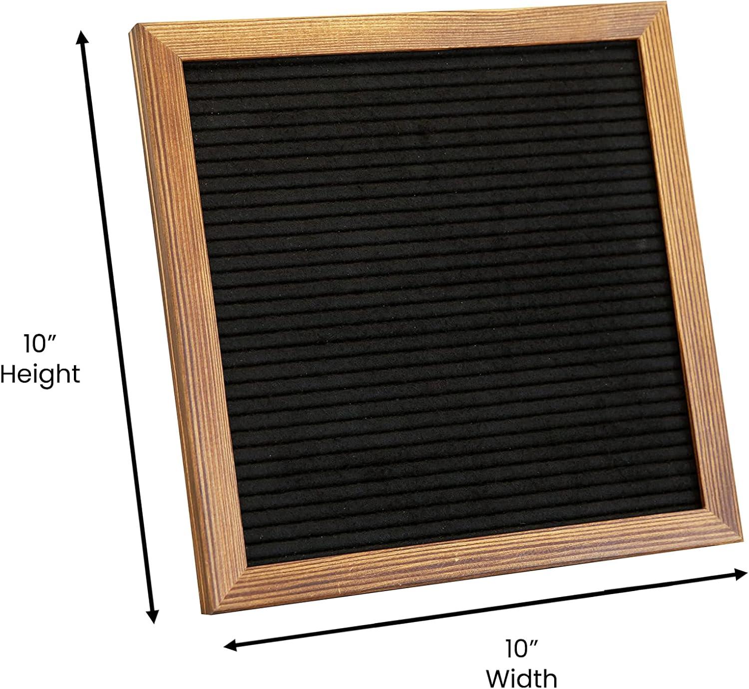 imageFlash Furniture Gracie Felt Letter Board with Wooden Frame 389 PP Letters Including Numbers Symbols and Icons Canvas Carrying Case 10x10 Torched WoodBlack Felt
