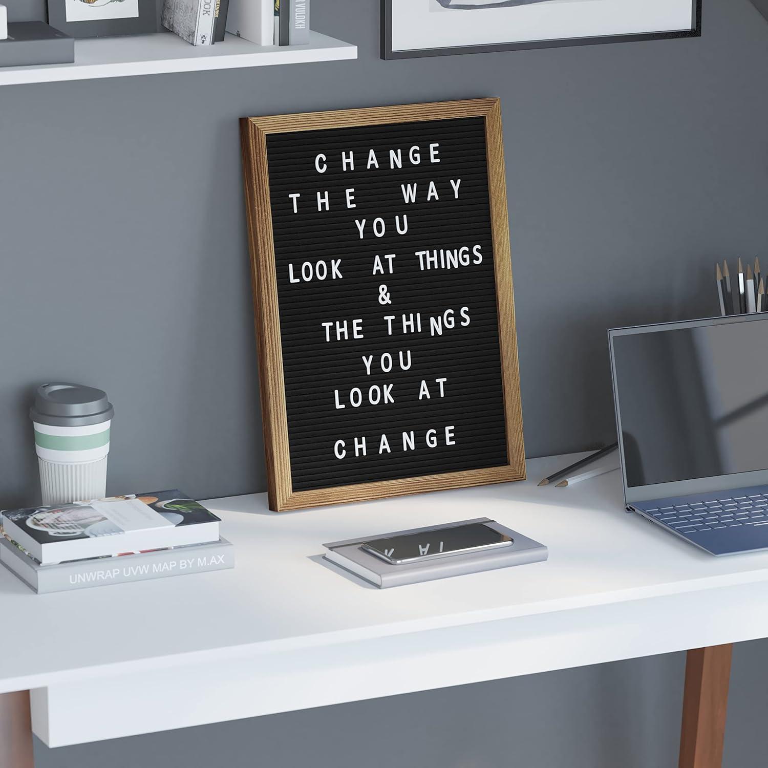 imageFlash Furniture Gracie Felt Letter Board with Wooden Frame 389 PP Letters Including Numbers Symbols and Icons Canvas Carrying Case 12x17 Torched WoodBlack Felt