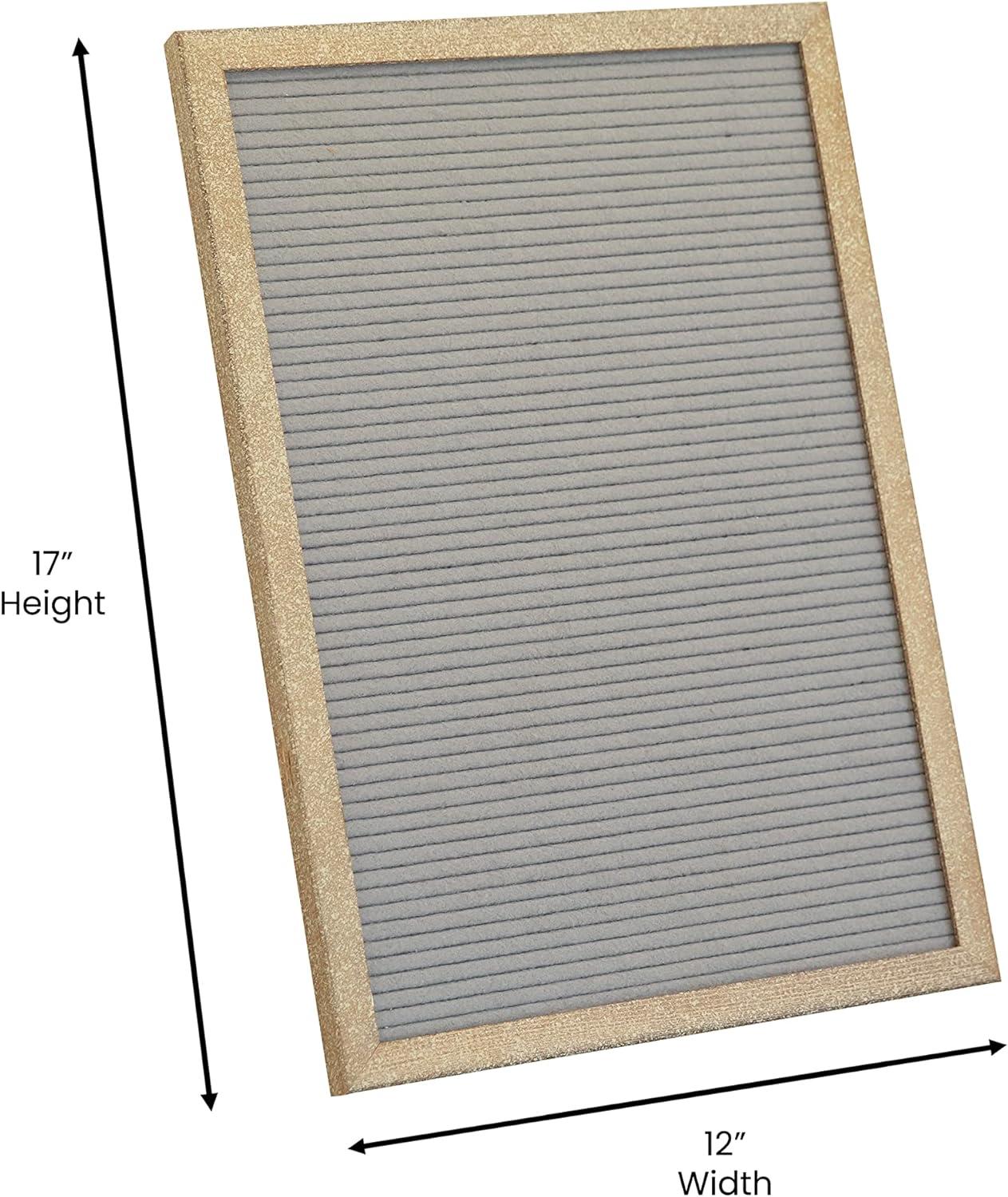 imageFlash Furniture Gracie Felt Letter Board with Wooden Frame 389 PP Letters Including Numbers Symbols and Icons Canvas Carrying Case 12x17 Weathered WoodGray Felt