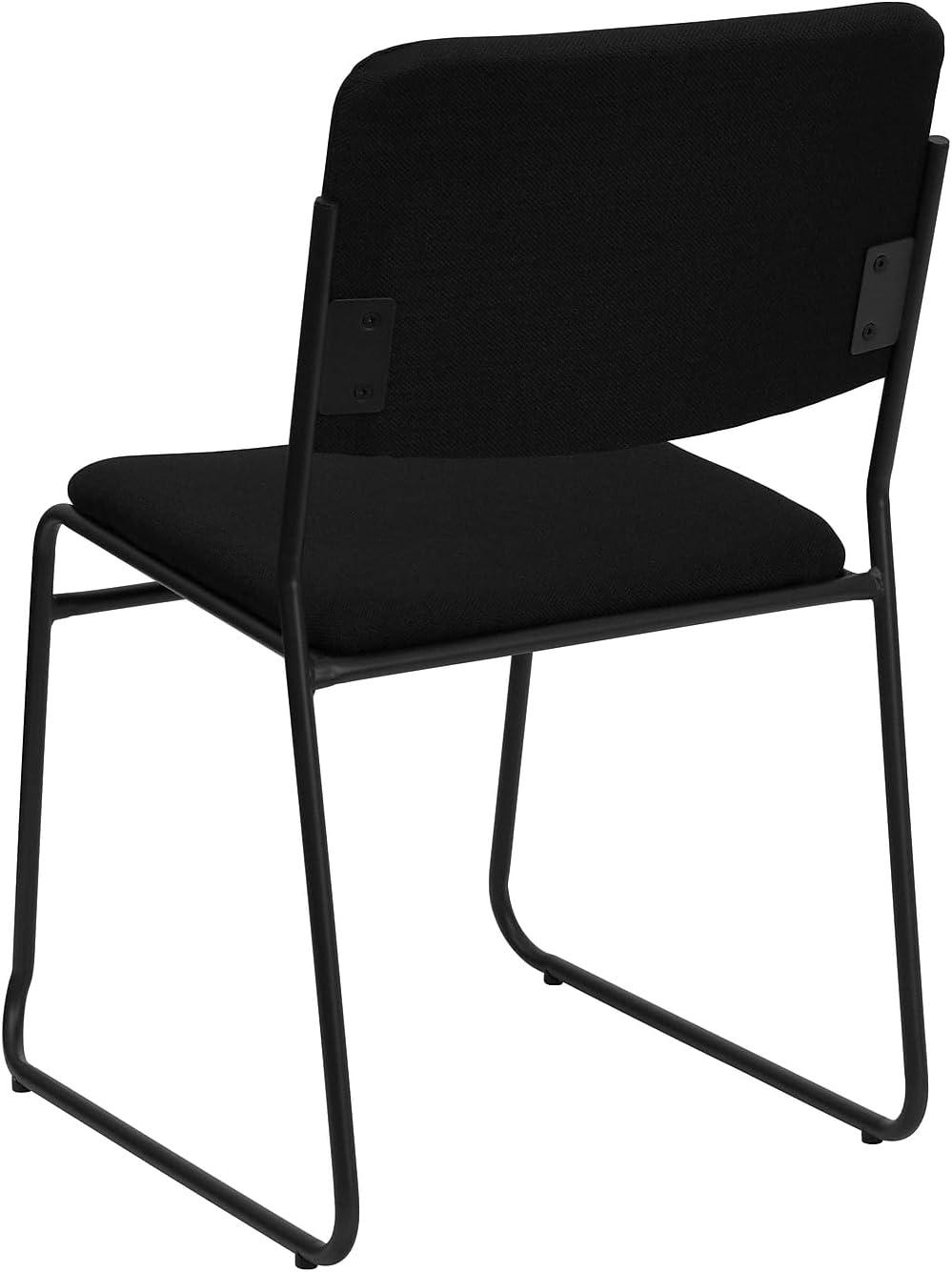 imageFlash Furniture HERCULES Series 500 lb Capacity Black Fabric High Density Stacking Chair with Chrome Sled BaseBlack FabricBlack Frame