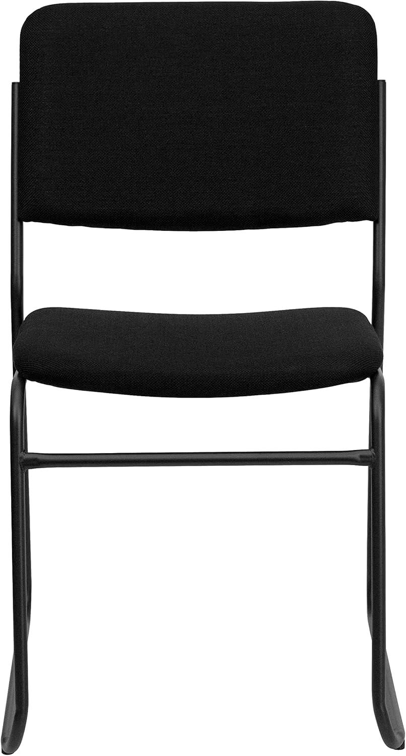 imageFlash Furniture HERCULES Series 500 lb Capacity Black Fabric High Density Stacking Chair with Chrome Sled BaseBlack FabricBlack Frame