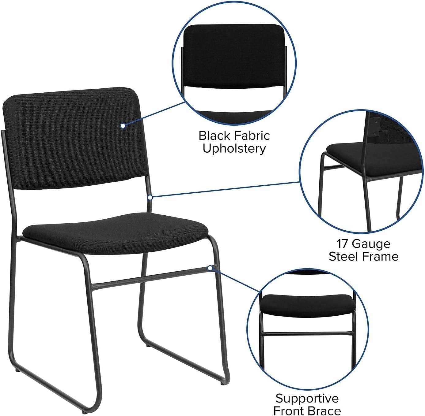 imageFlash Furniture HERCULES Series 500 lb Capacity Black Fabric High Density Stacking Chair with Chrome Sled BaseBlack FabricBlack Frame