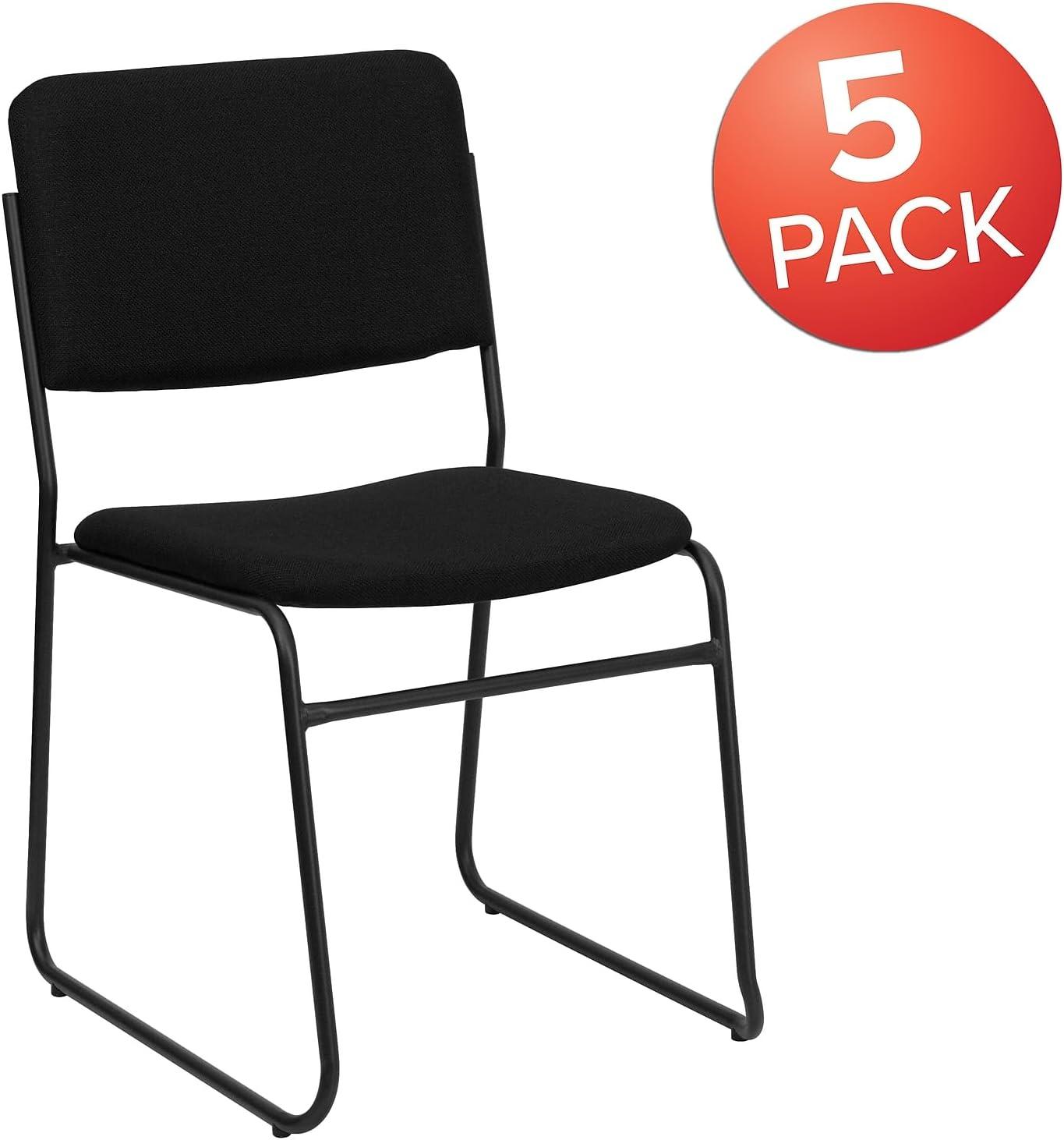 imageFlash Furniture HERCULES Series 500 lb Capacity Black Fabric High Density Stacking Chair with Chrome Sled BaseBlack FabricBlack Frame