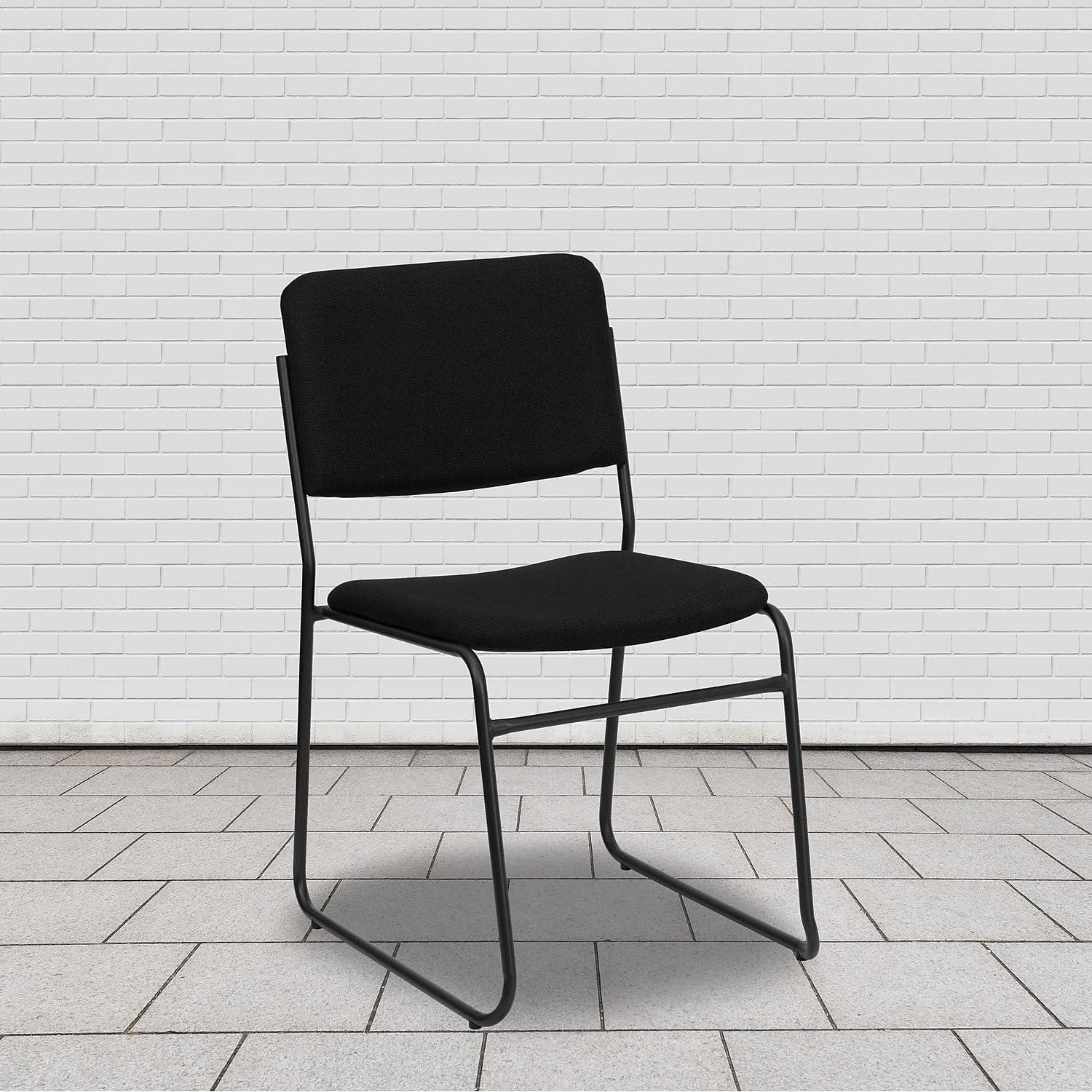 imageFlash Furniture HERCULES Series 500 lb Capacity Black Fabric High Density Stacking Chair with Chrome Sled BaseBlack FabricBlack Frame