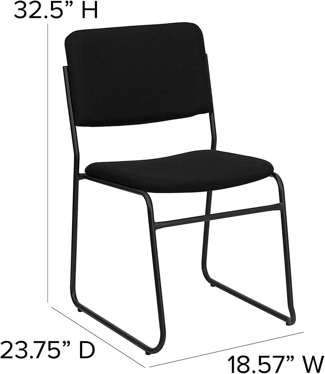 imageFlash Furniture HERCULES Series 500 lb Capacity Black Fabric High Density Stacking Chair with Chrome Sled BaseBlack FabricBlack Frame