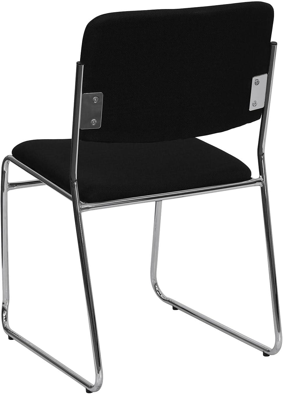 imageFlash Furniture HERCULES Series 500 lb Capacity Black Fabric High Density Stacking Chair with Chrome Sled BaseBlack FabricChrome Frame