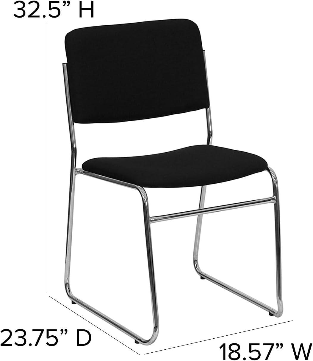 imageFlash Furniture HERCULES Series 500 lb Capacity Black Fabric High Density Stacking Chair with Chrome Sled BaseBlack FabricChrome Frame