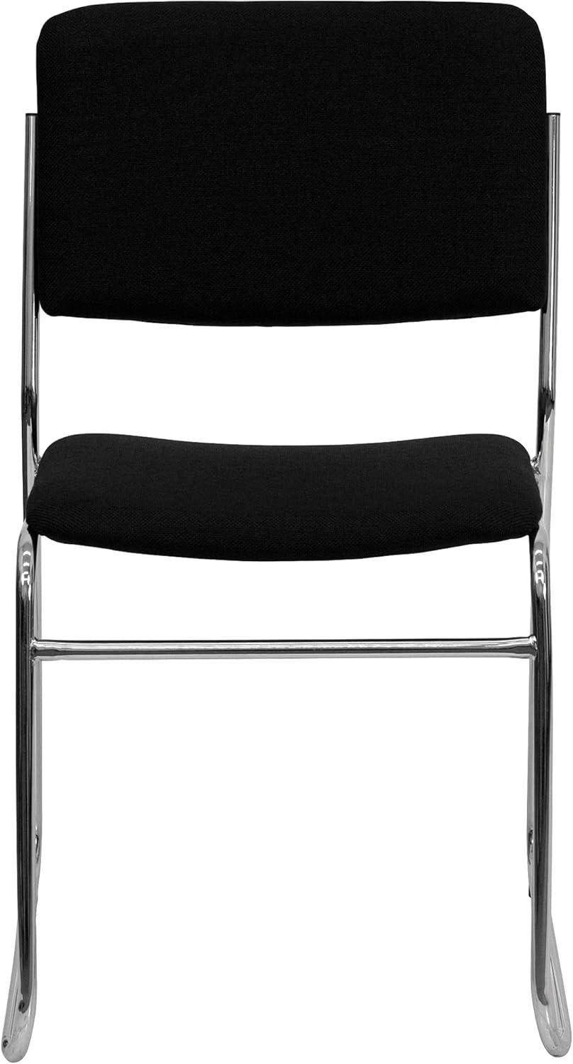 imageFlash Furniture HERCULES Series 500 lb Capacity Black Fabric High Density Stacking Chair with Chrome Sled BaseBlack FabricChrome Frame