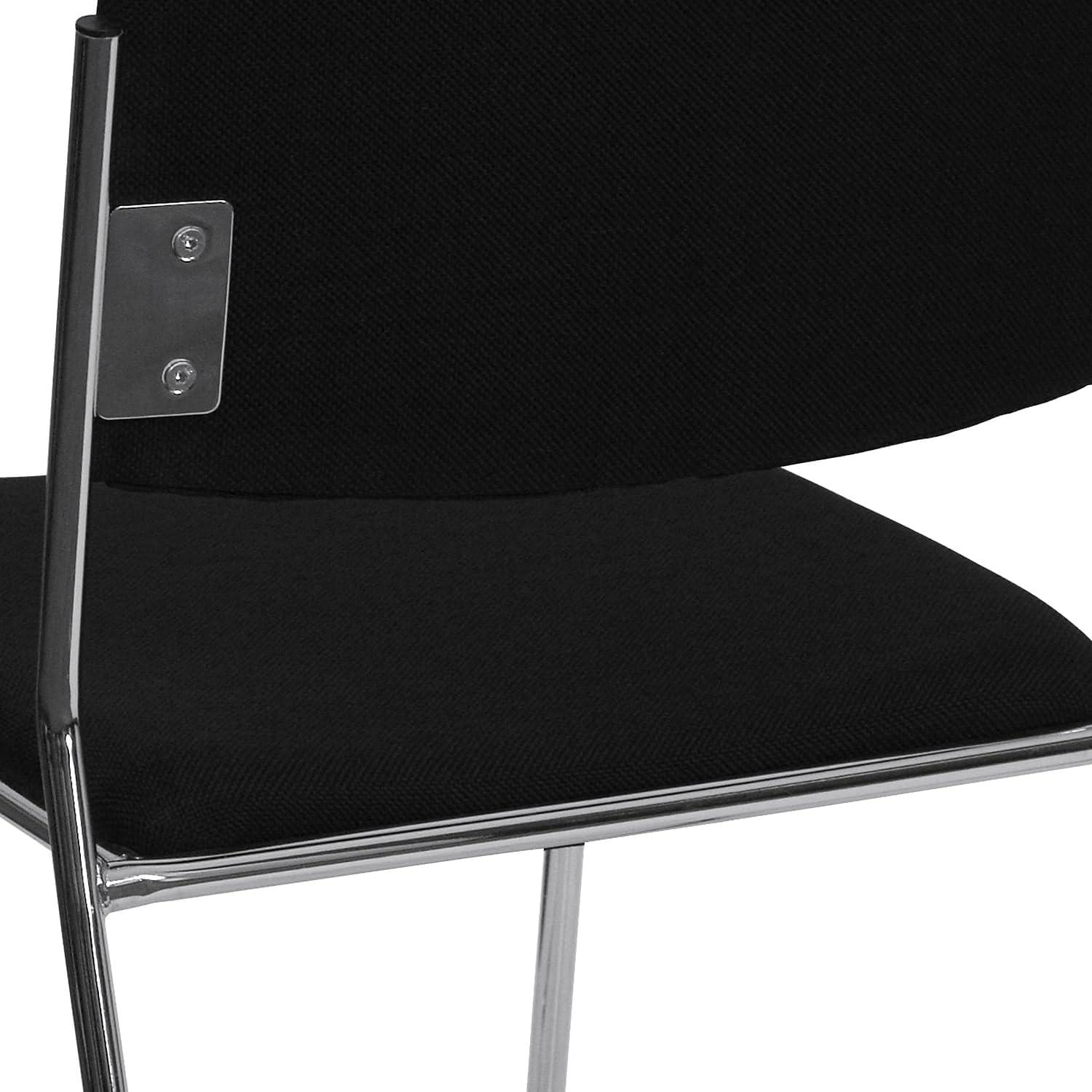 imageFlash Furniture HERCULES Series 500 lb Capacity Black Fabric High Density Stacking Chair with Chrome Sled BaseBlack FabricChrome Frame
