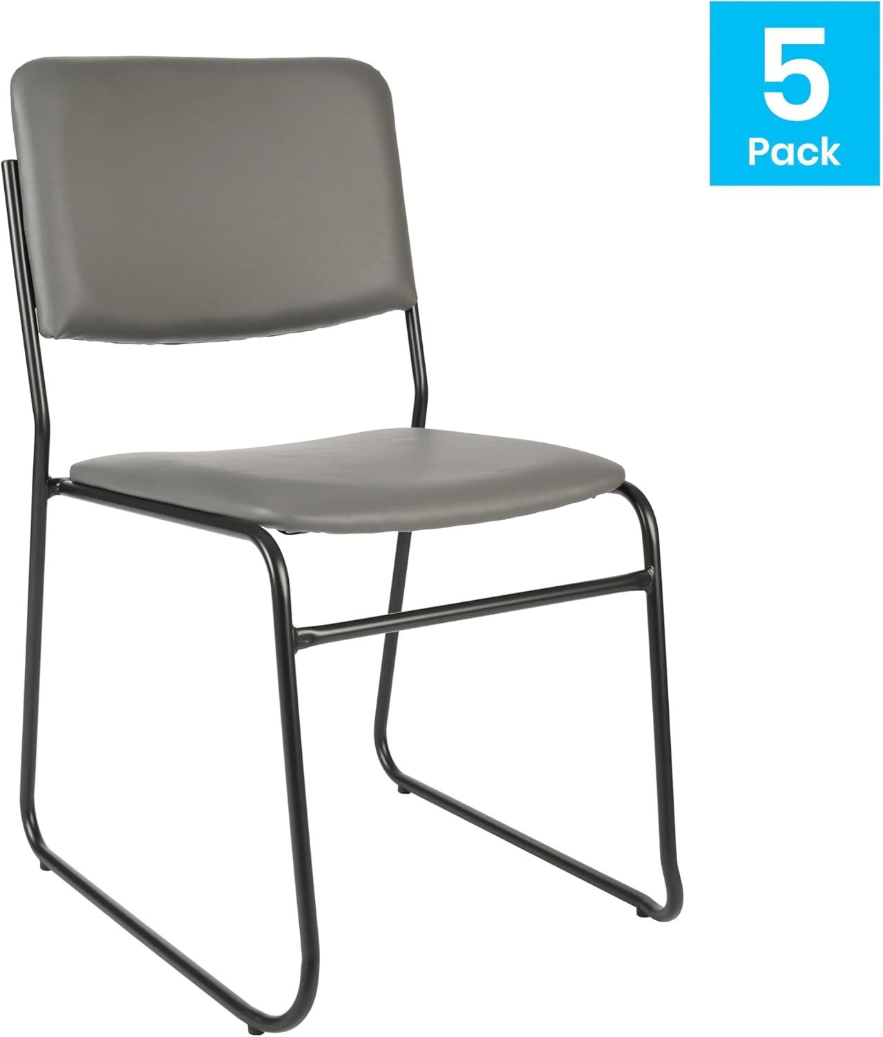 imageFlash Furniture HERCULES Series 500 lb Capacity Black Fabric High Density Stacking Chair with Chrome Sled BaseGray VinylBlack Frame