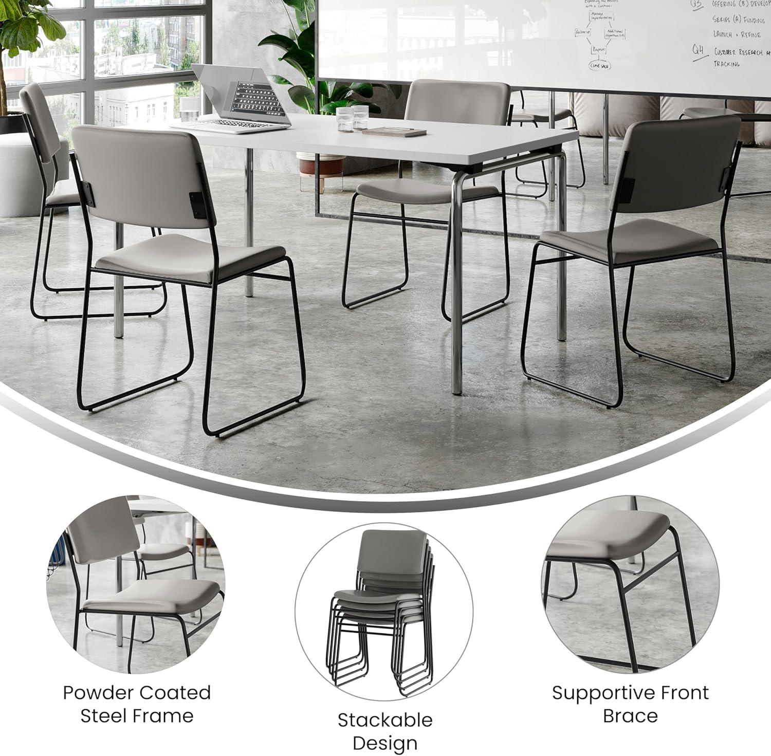 imageFlash Furniture HERCULES Series 500 lb Capacity Black Fabric High Density Stacking Chair with Chrome Sled BaseGray VinylBlack Frame