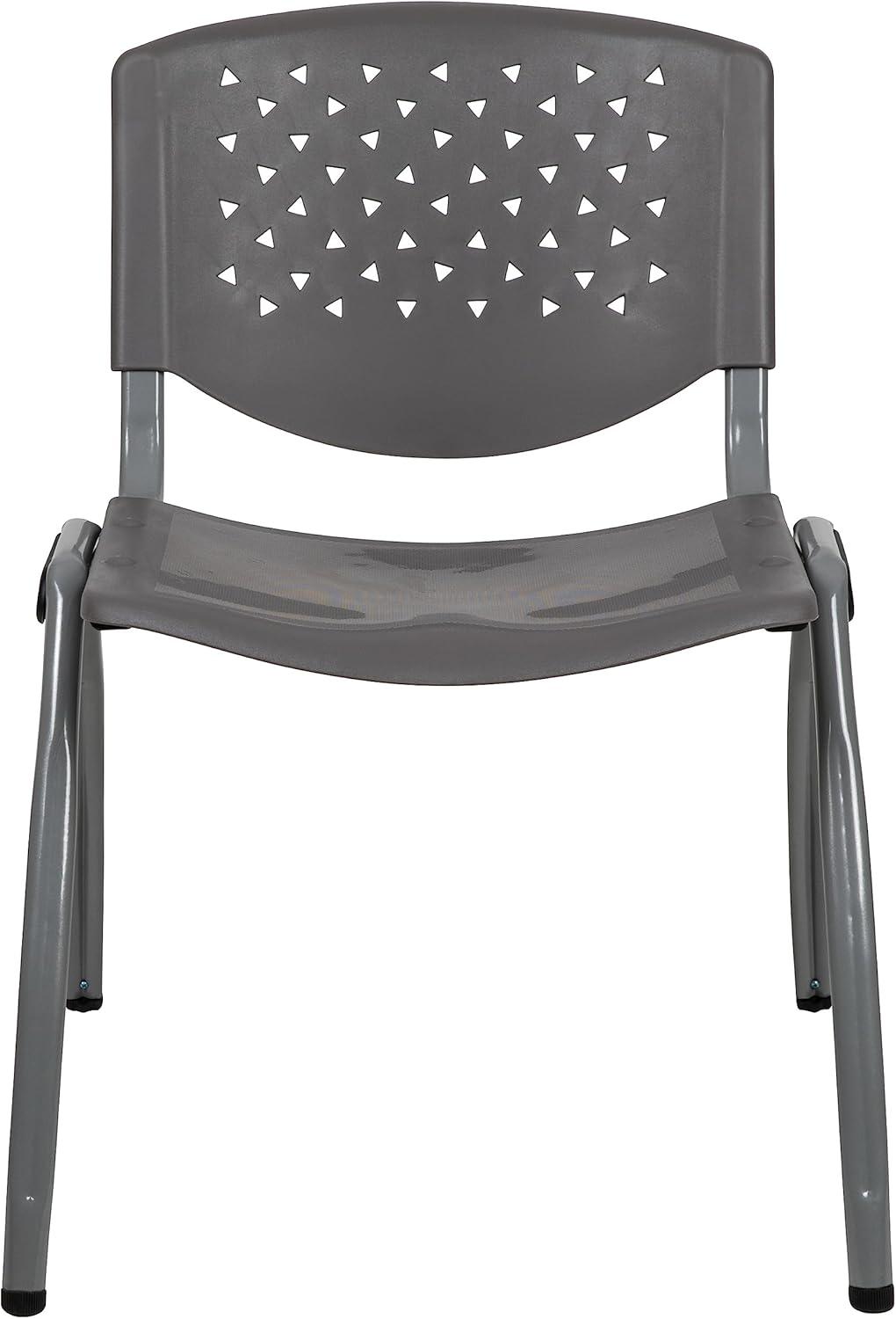 imageFlash Furniture HERCULES Series 880 lb Capacity Black Plastic Stack Chair with Titanium Gray Powder Coated FrameGrey
