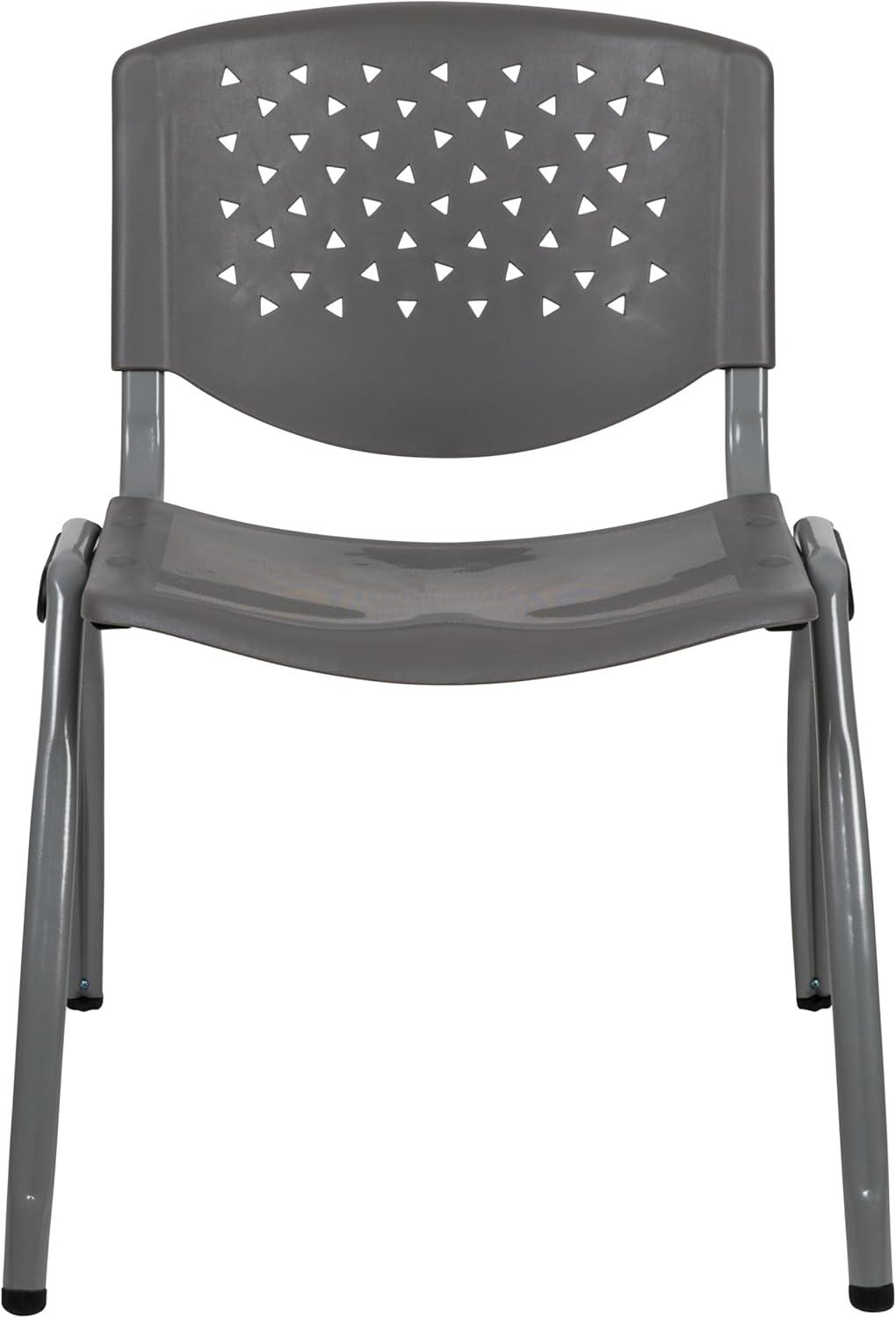 imageFlash Furniture HERCULES Series 880 lb Capacity Black Plastic Stack Chair with Titanium Gray Powder Coated FrameGrey