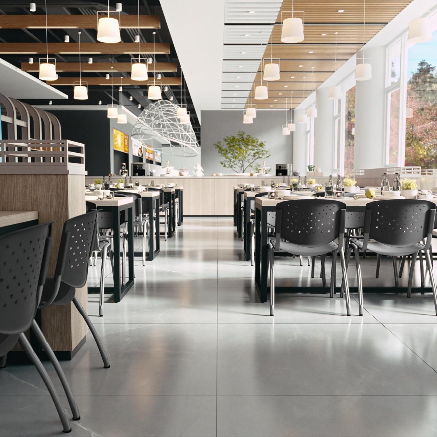 imageFlash Furniture HERCULES Series 880 lb Capacity Black Plastic Stack Chair with Titanium Gray Powder Coated FrameGrey