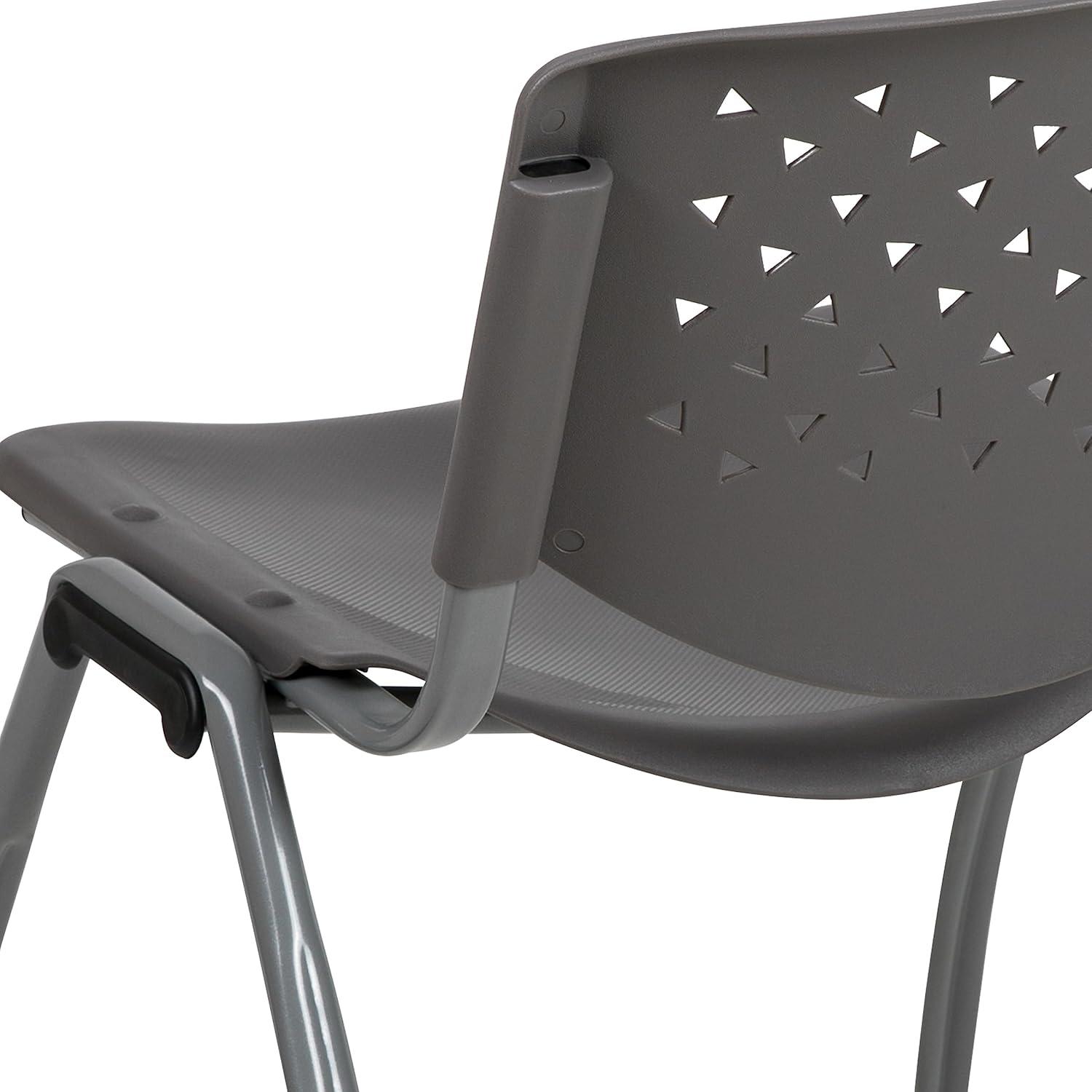 imageFlash Furniture HERCULES Series 880 lb Capacity Black Plastic Stack Chair with Titanium Gray Powder Coated FrameGrey