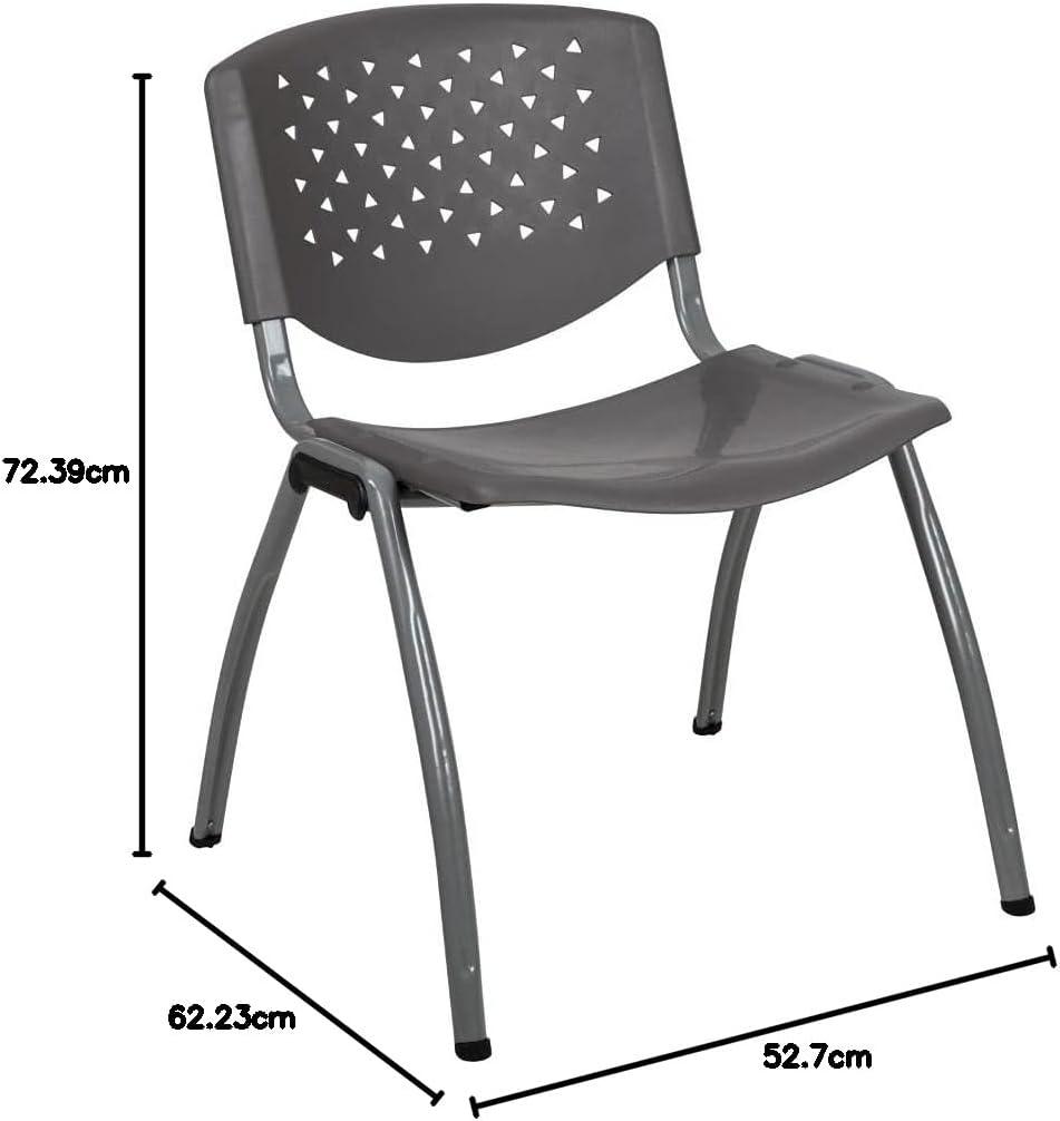 imageFlash Furniture HERCULES Series 880 lb Capacity Black Plastic Stack Chair with Titanium Gray Powder Coated FrameGrey