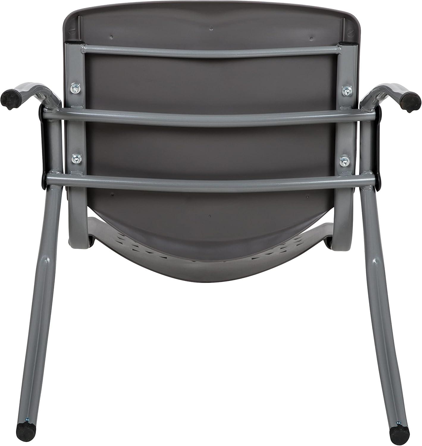 imageFlash Furniture HERCULES Series 880 lb Capacity Black Plastic Stack Chair with Titanium Gray Powder Coated FrameGrey