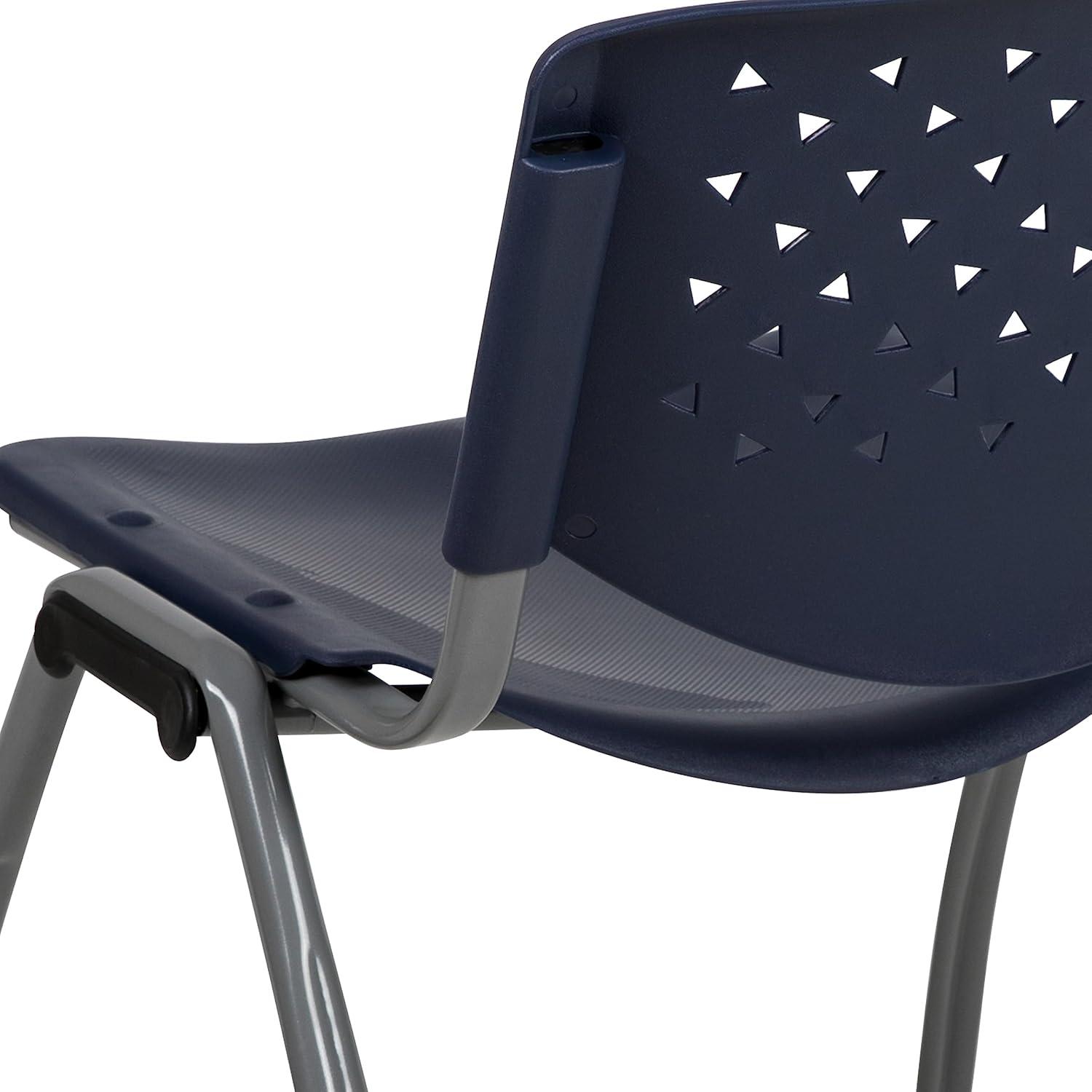 imageFlash Furniture HERCULES Series 880 lb Capacity Black Plastic Stack Chair with Titanium Gray Powder Coated FrameNavy