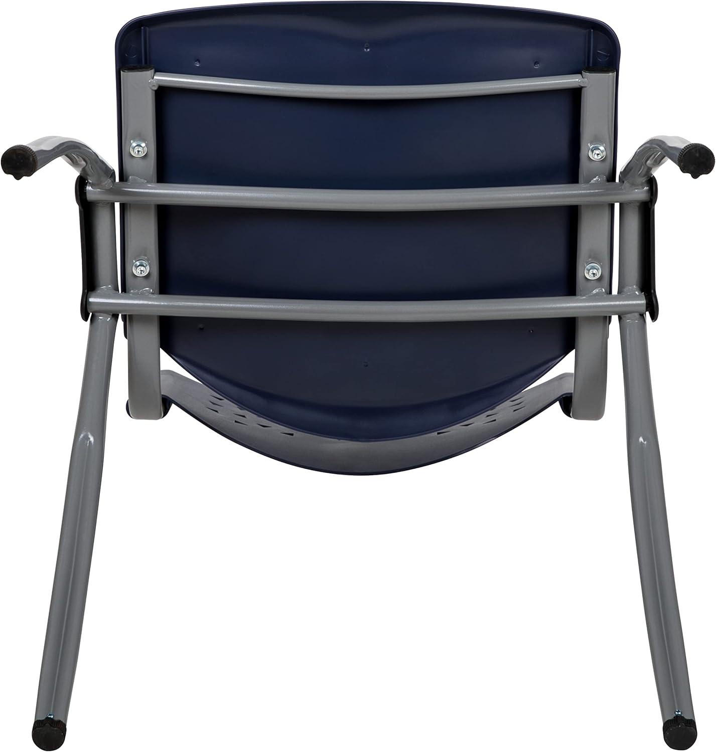 imageFlash Furniture HERCULES Series 880 lb Capacity Black Plastic Stack Chair with Titanium Gray Powder Coated FrameNavy