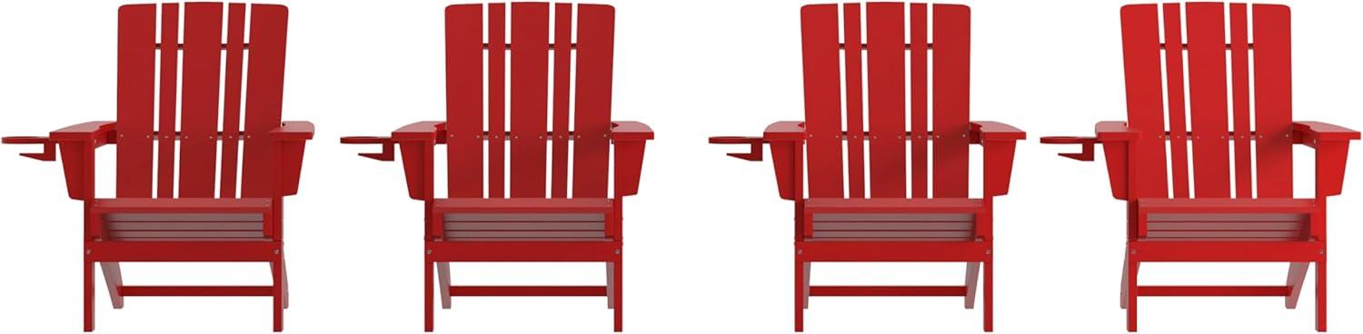 imageFlash Furniture Halifax Adirondack Chair with Cup Holder Weather Resistant Poly Resin Adirondack Chair Gray Set of 1Red
