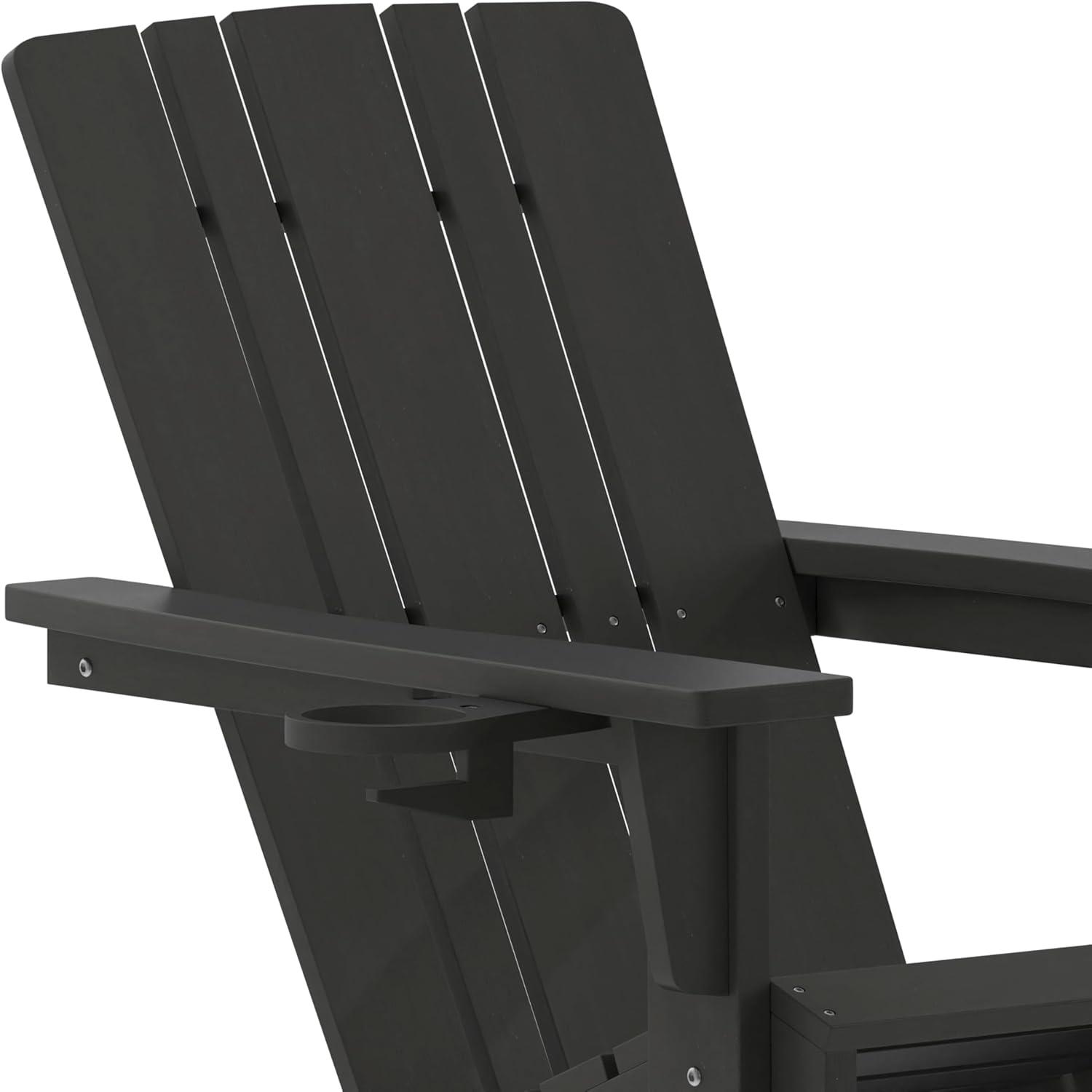 imageFlash Furniture Halifax Adirondack Rocking Chair with Cup Holder Weather Resistant Poly Resin Adirondack Rocking Chair RedBlack