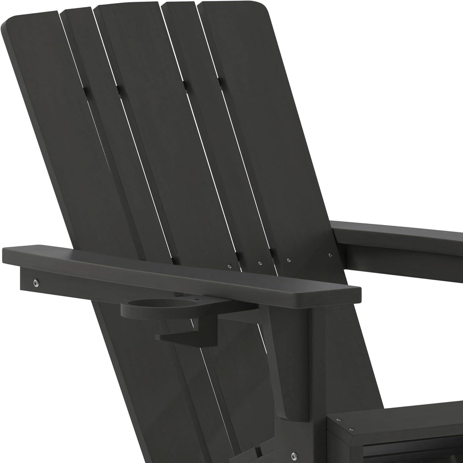 imageFlash Furniture Halifax Adirondack Rocking Chair with Cup Holder Weather Resistant Poly Resin Adirondack Rocking Chair RedBlack