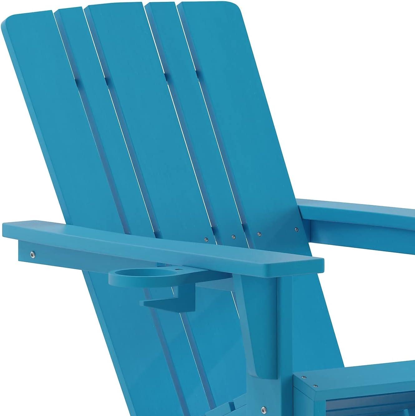 imageFlash Furniture Halifax Adirondack Rocking Chair with Cup Holder Weather Resistant Poly Resin Adirondack Rocking Chair RedBlue