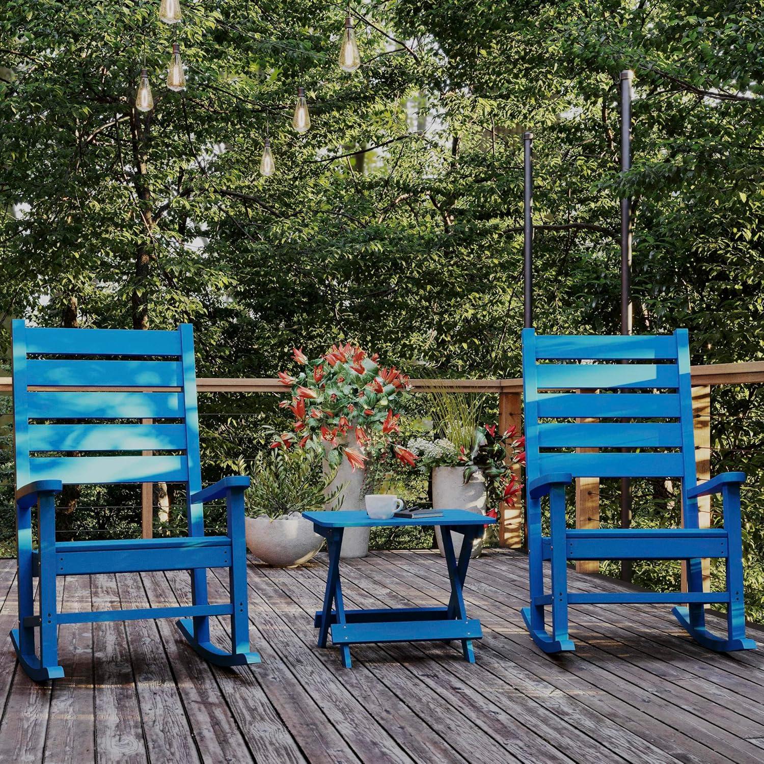 imageFlash Furniture Halifax Outdoor Folding Side Table Portable AllWeather HDPE Adirondack Side Table GrayBlue