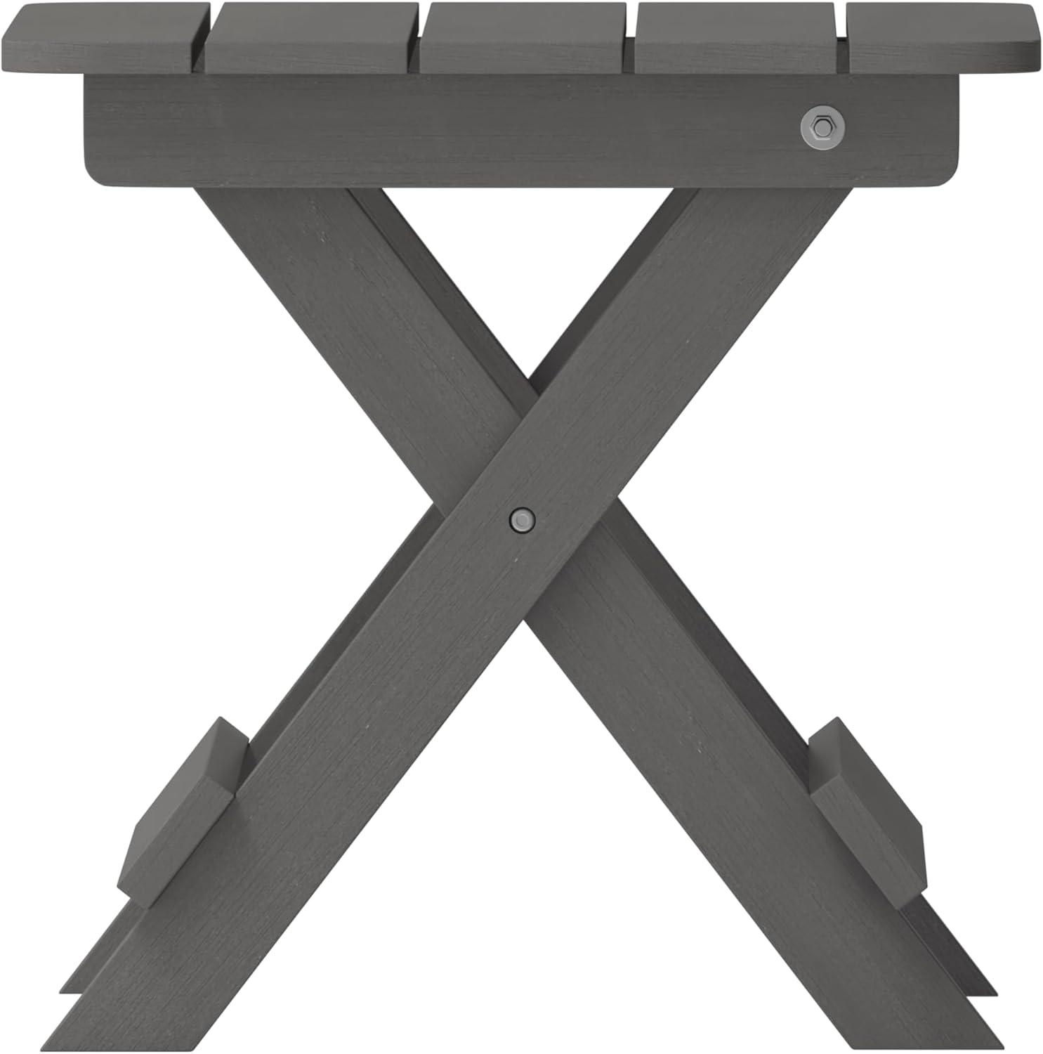 imageFlash Furniture Halifax Outdoor Folding Side Table Portable AllWeather HDPE Adirondack Side Table GrayGrey