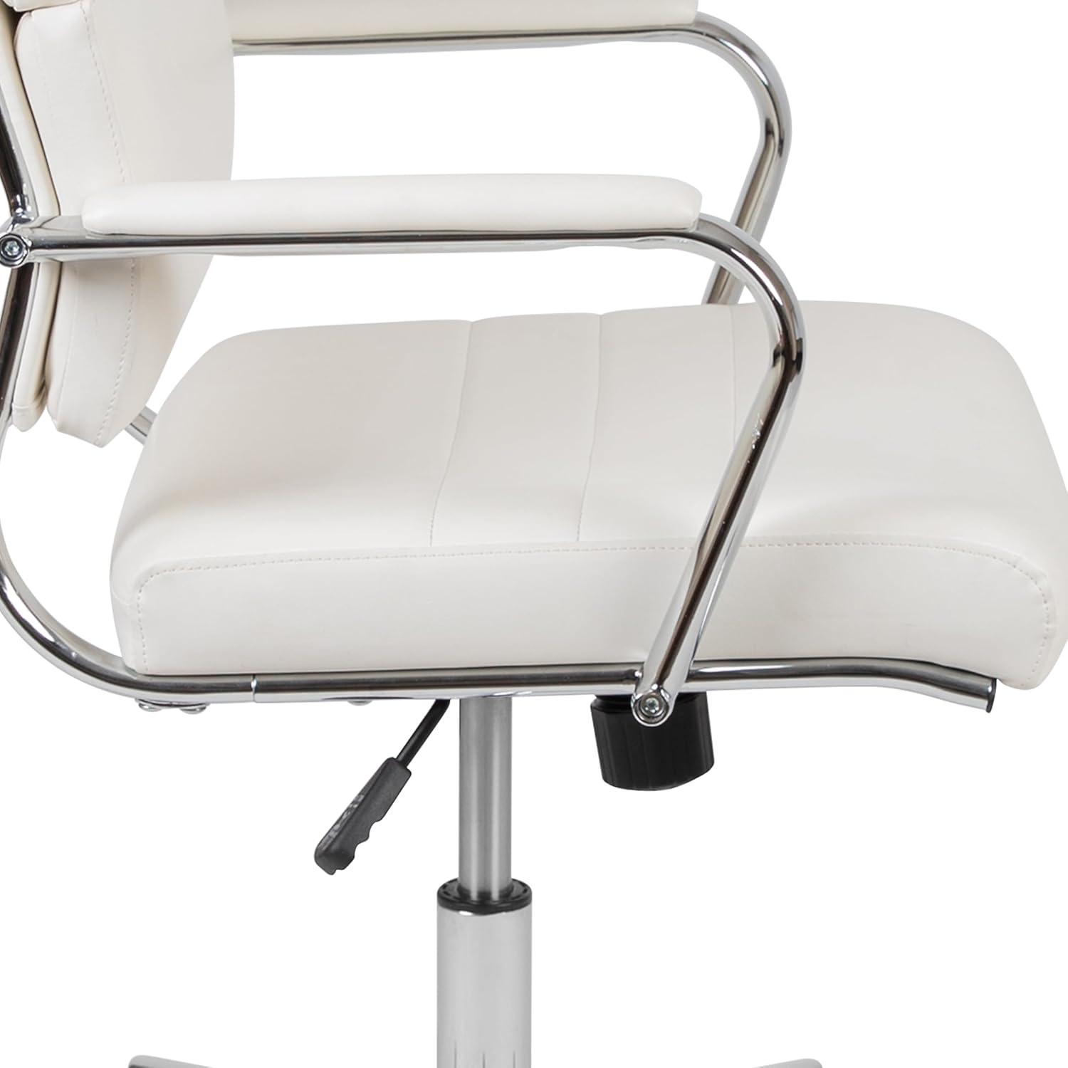 imageFlash Furniture Hansel High Back Black LeatherSoft Contemporary Panel Executive Swivel Office ChairWhite