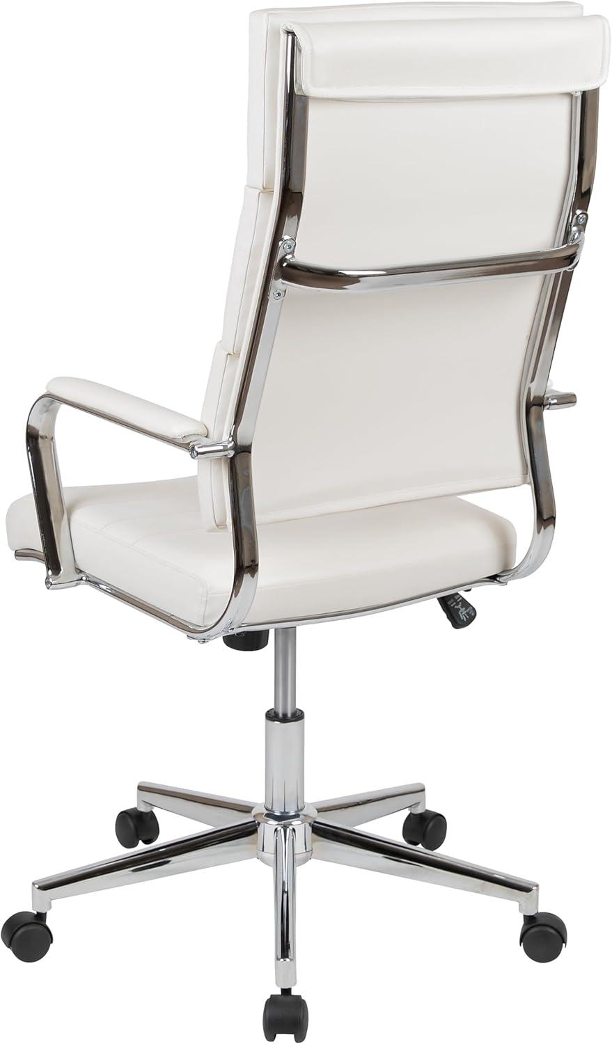 imageFlash Furniture Hansel High Back Black LeatherSoft Contemporary Panel Executive Swivel Office ChairWhite