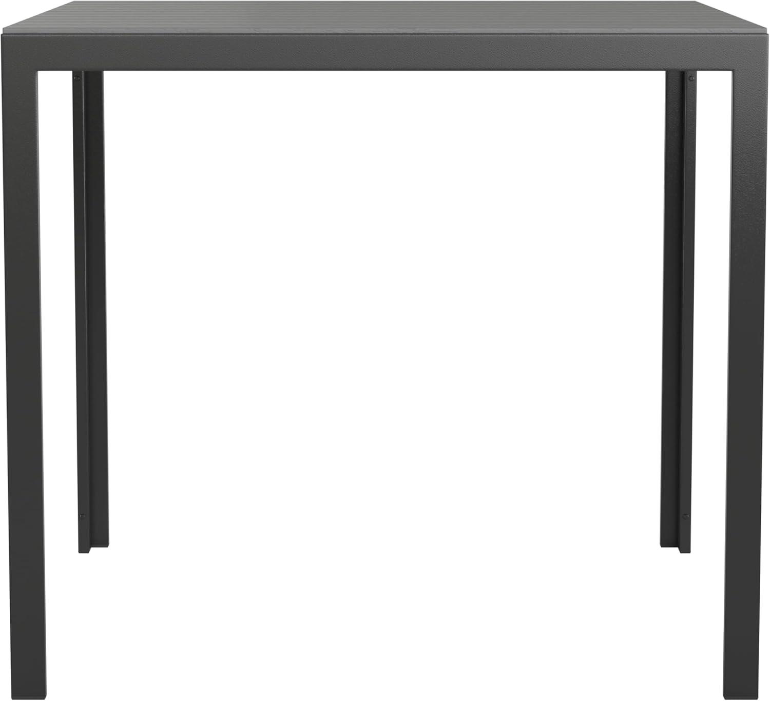 imageFlash Furniture Harris Commercial IndoorOutdoor Patio Table Black Poly Resin Slatted Top Black Steel Frame Seating for 4