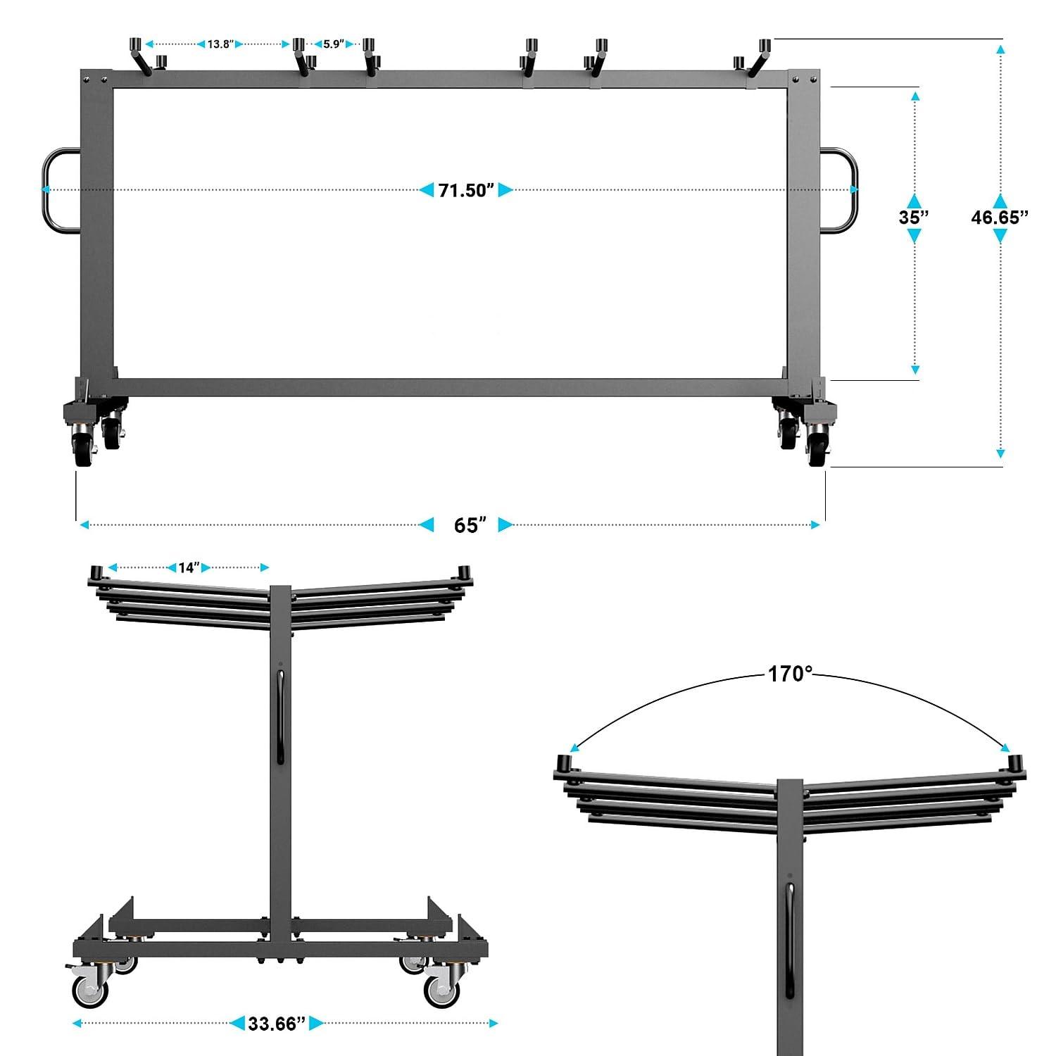 imageFlash Furniture Hawkins Heavy Duty Folding Table and Chairs Mobile CartLocking Wheels Outdoor Cover 42 Folding Chairs and 12 Tables Capacity Black