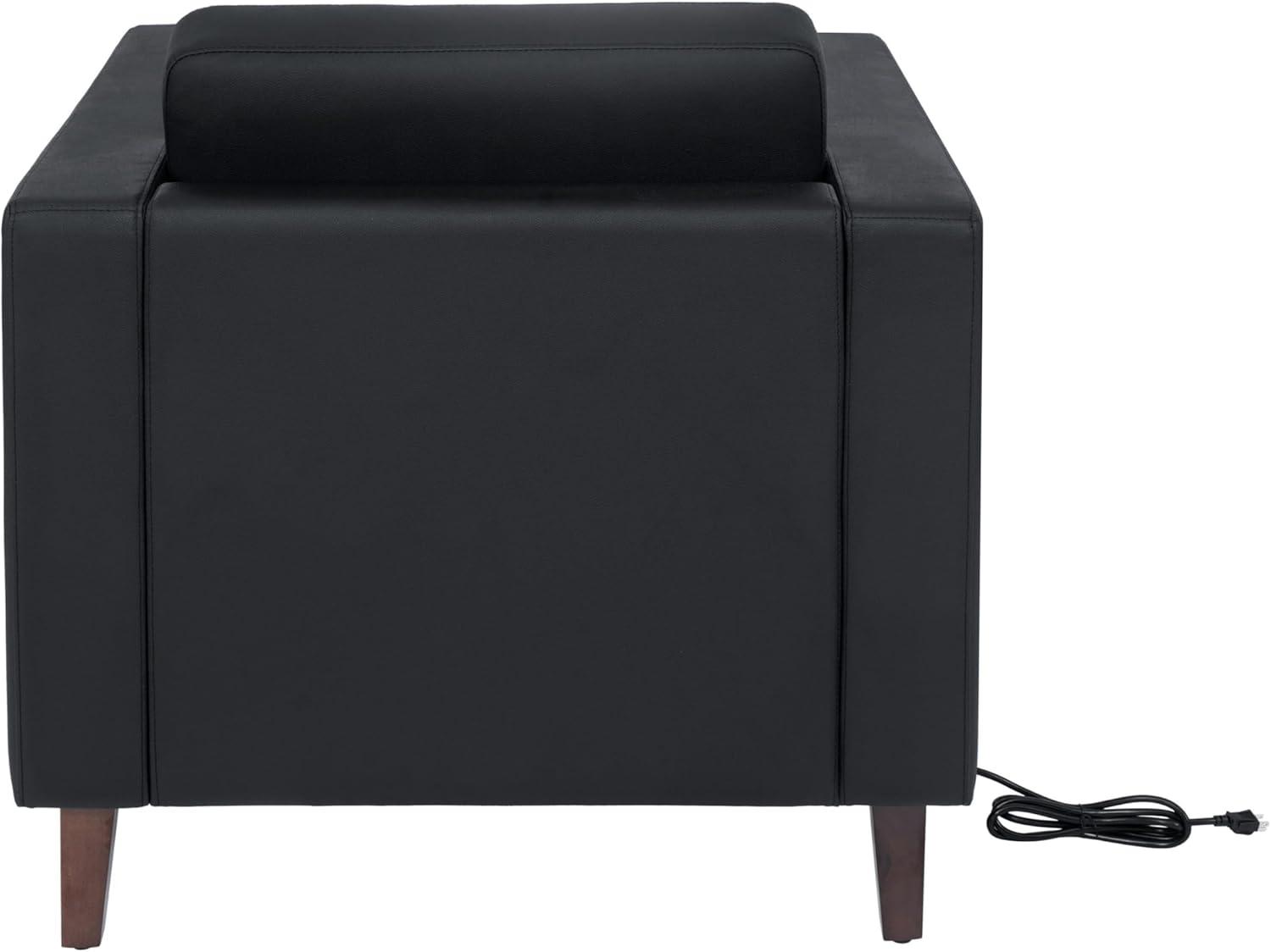 imageFlash Furniture Hercules Artemis Commercial Chair for Reception and Lobby Use with Solid Wood Legs 2 Outlets 1 USB and 1 USBC Ports Cognac LeatherSoftBlack