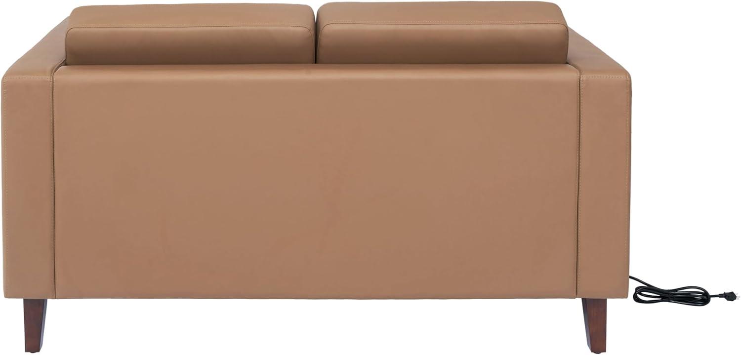 imageFlash Furniture Hercules Artemis Commercial Loveseat for Reception and Lobby Use with Solid Wood Legs 2 Outlets 1 USB and 1 USBC Ports Cognac LeatherSoftCognac