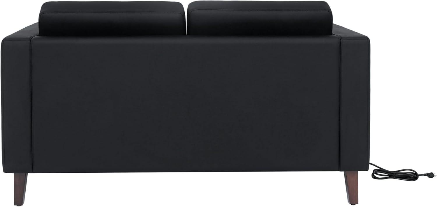 imageFlash Furniture Hercules Artemis Commercial Loveseat for Reception and Lobby Use with Solid Wood Legs 2 Outlets 1 USB and 1 USBC Ports Cognac LeatherSoftBlack