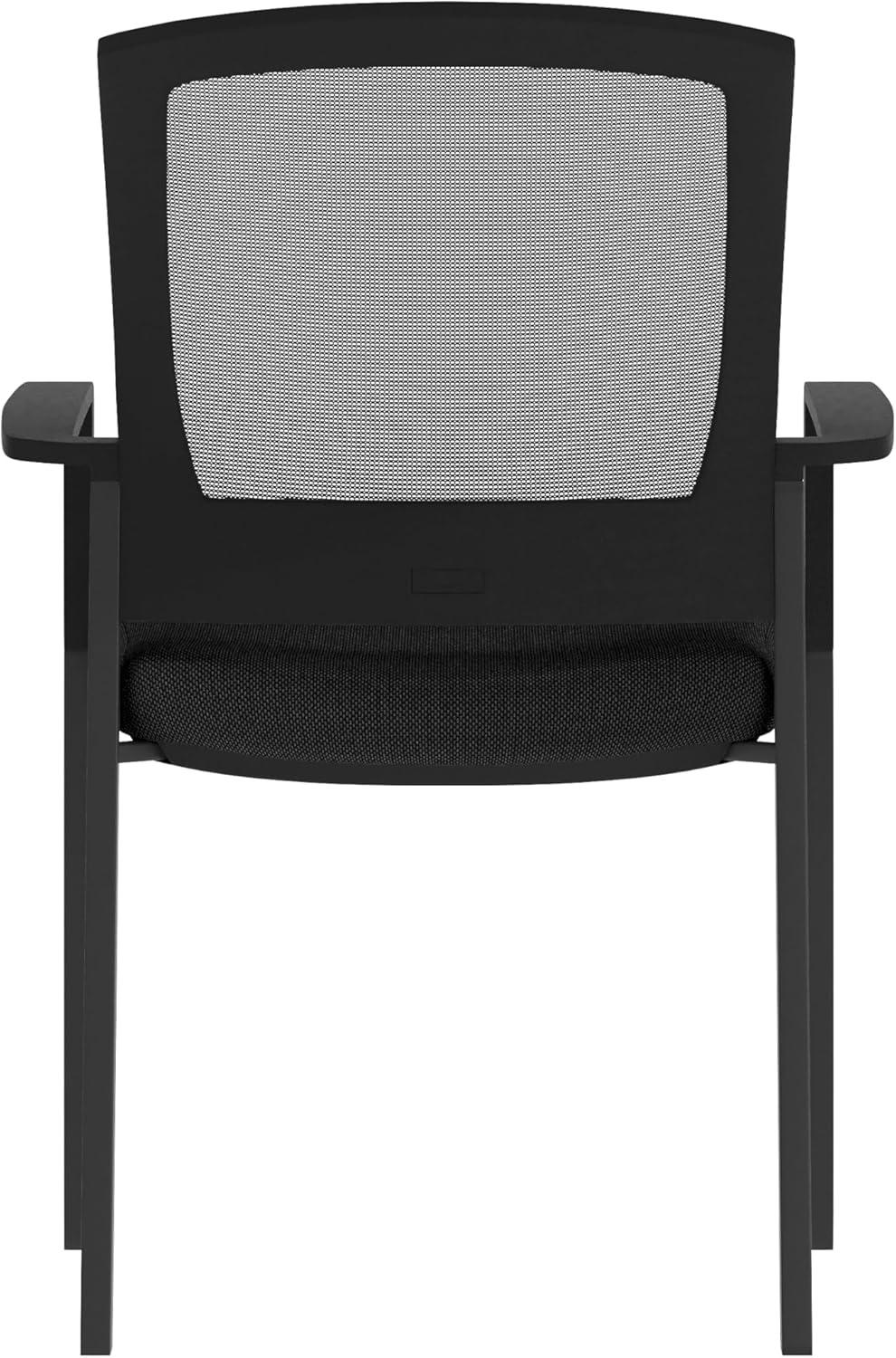 imageFlash Furniture Hercules Commercial Stacking Side Chair for Lobby or Reception Use with Breathable Mesh Backrest and Powder Coated Steel Frame with Armrests in Black