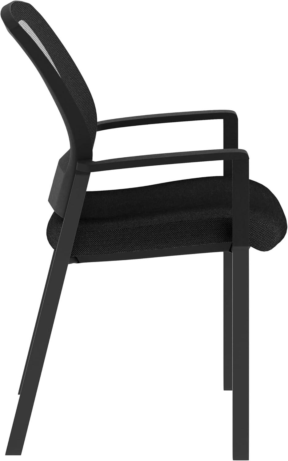 imageFlash Furniture Hercules Commercial Stacking Side Chair for Lobby or Reception Use with Breathable Mesh Backrest and Powder Coated Steel Frame with Armrests in Black